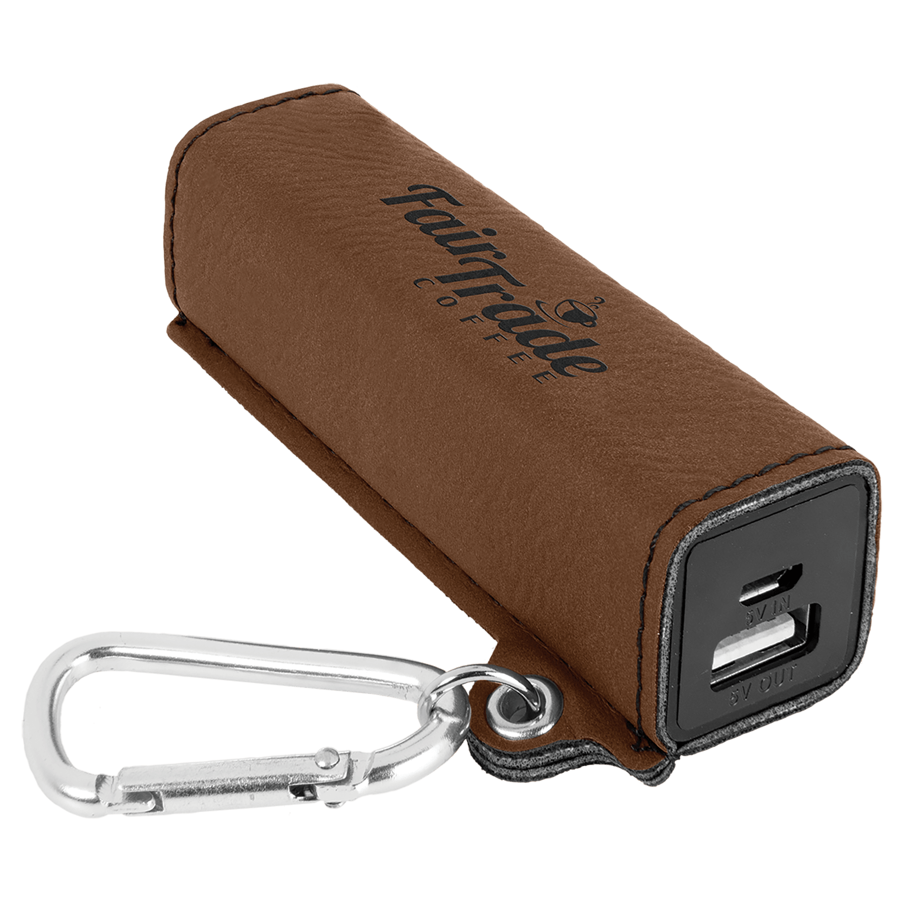 Dark Laserable Leatherette 2200 mAh Power Bank with USB Cord