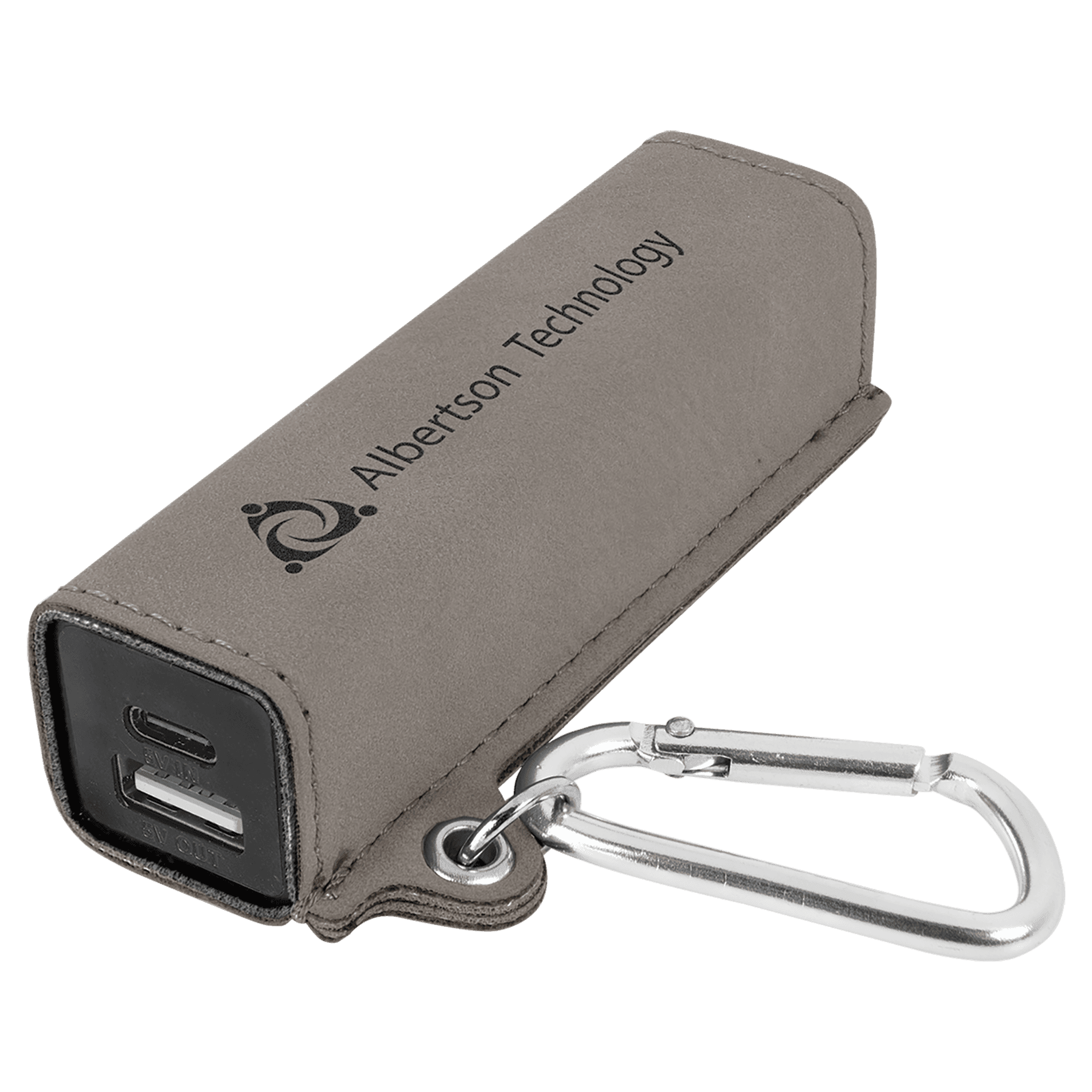 Gray Laserable Leatherette 2200 mAh Power Bank with USB