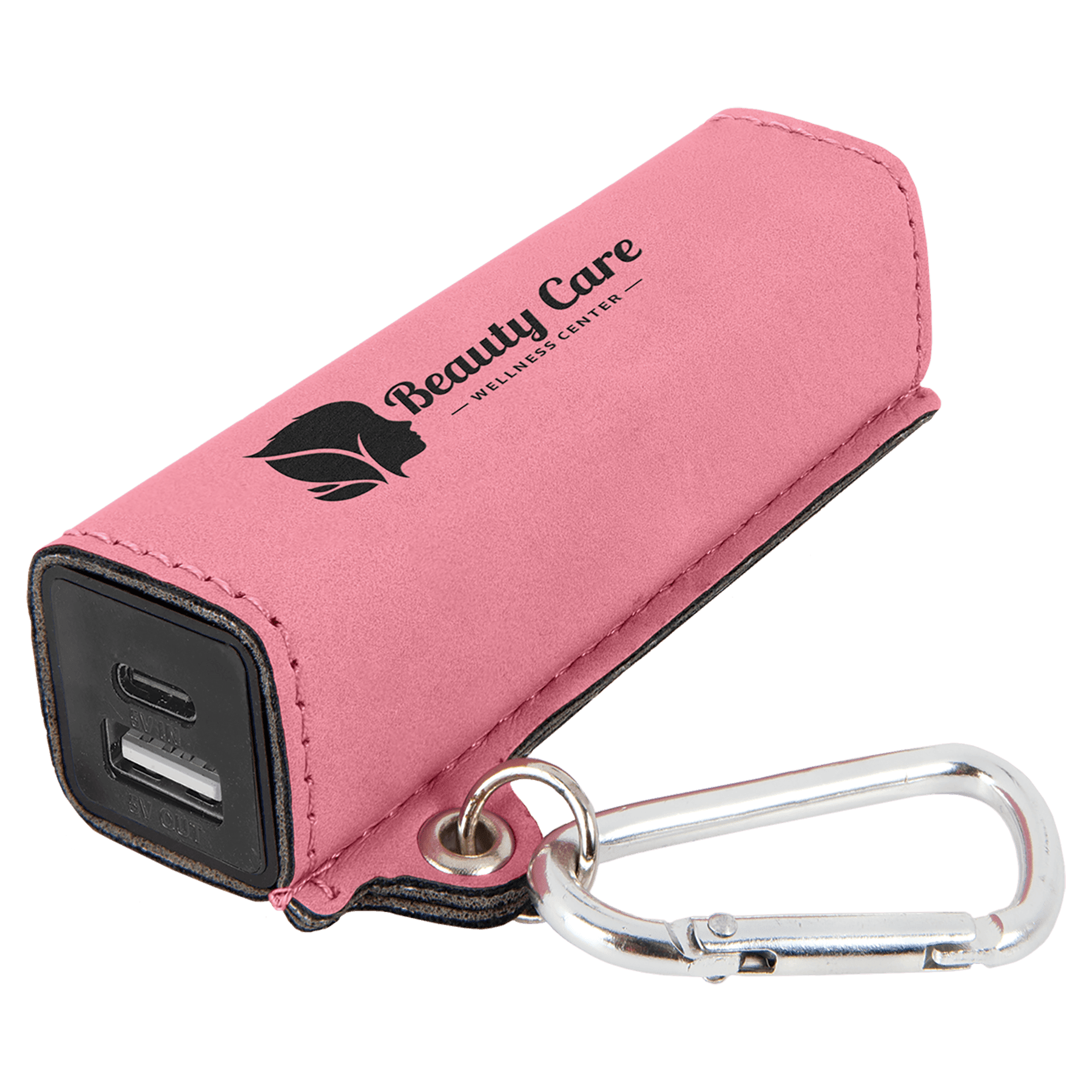 Pink Laserable Leatherette 2200 mAh Power Bank with USB