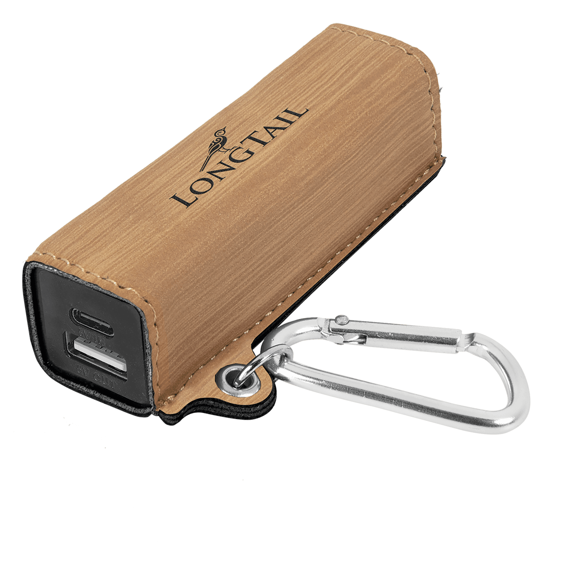 Bamboo Laserable Leatherette 2200 mAh Power Bank with USB