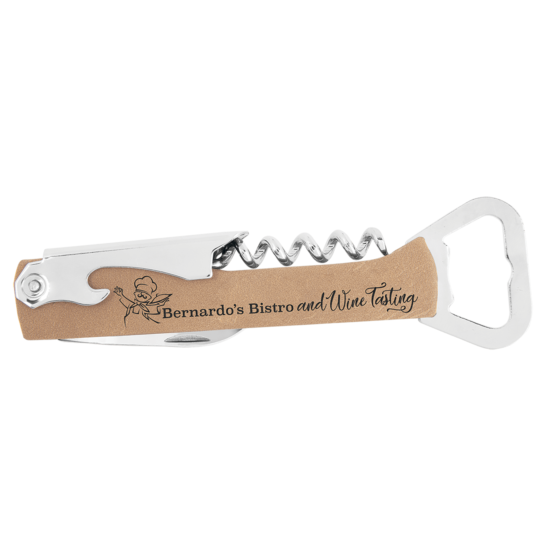 Light Laserable Leatherette Wine Bottle Opener