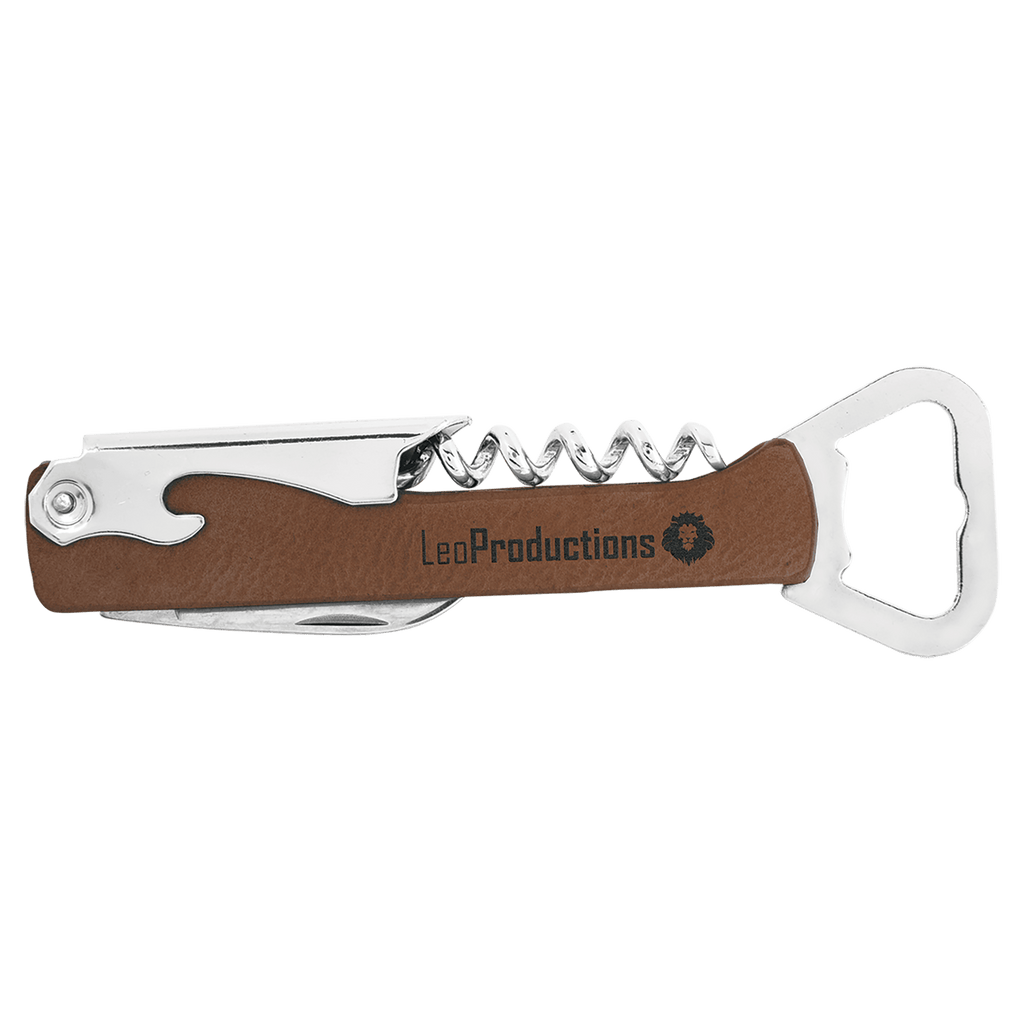 Dark Laserable Leatherette Wine Bottle Opener
