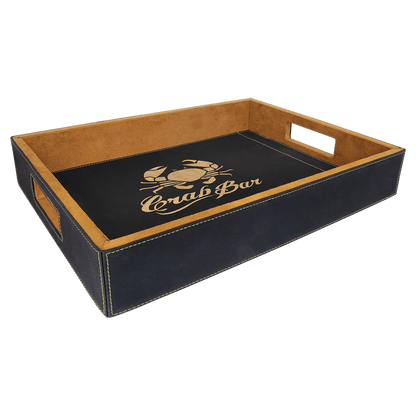 16" x 12"/Gold Laserable Leatherette Serving Tray