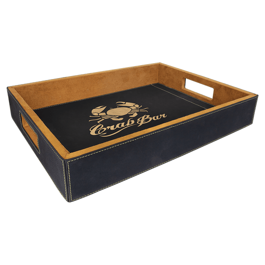 16" x 12"/Gold Laserable Leatherette Serving Tray