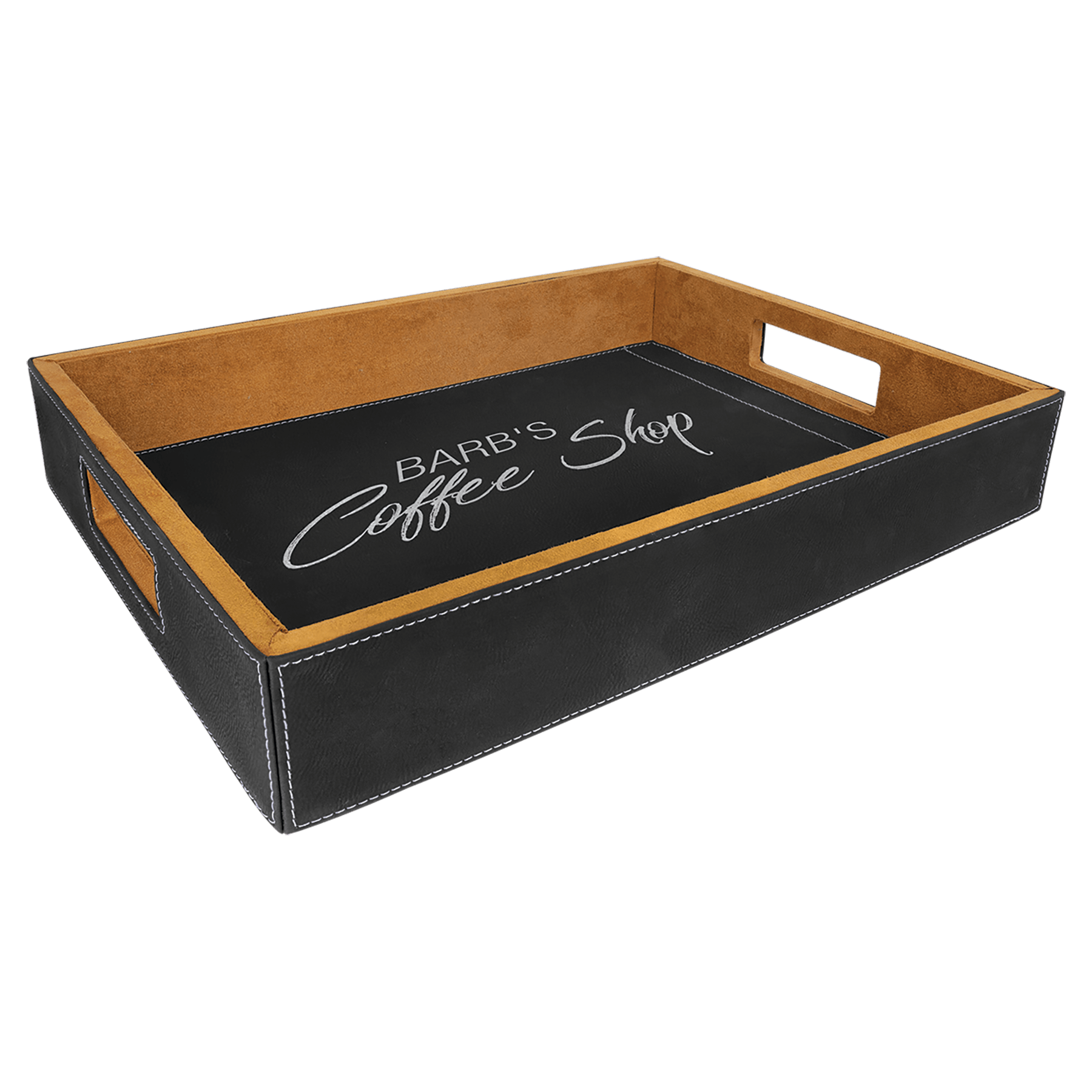16" x 12"/Silver Laserable Leatherette Serving Tray