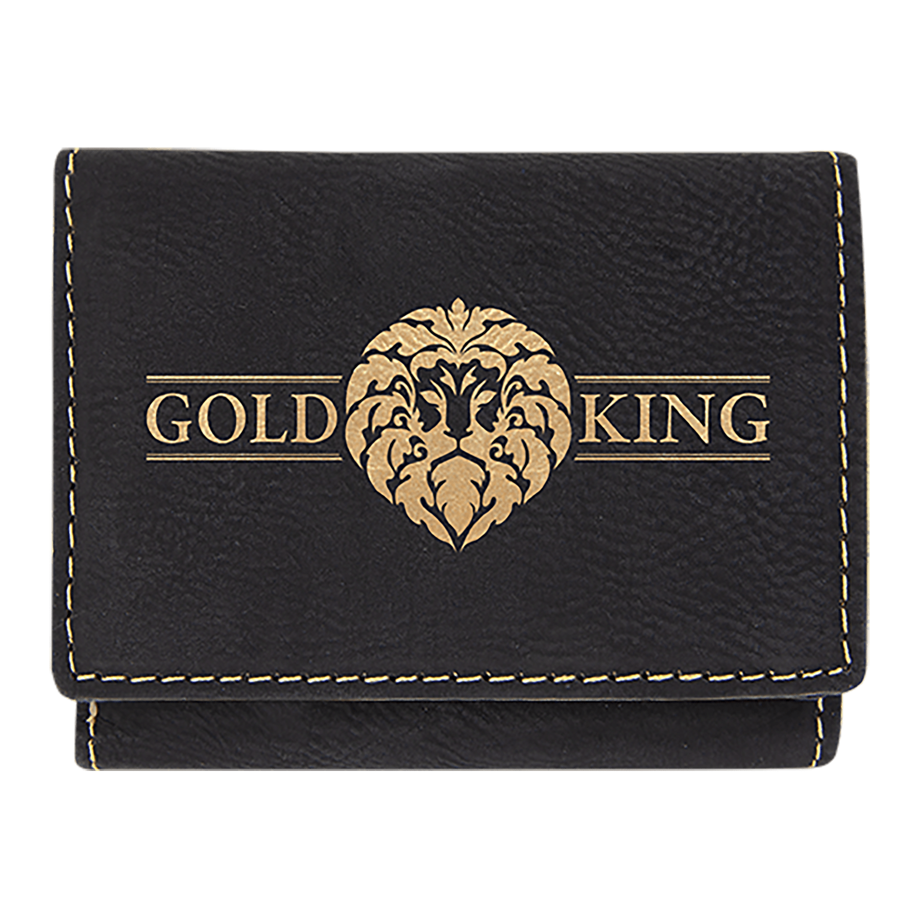 3" x 4"/Gold Laserable Leatherette Trifold Wallet