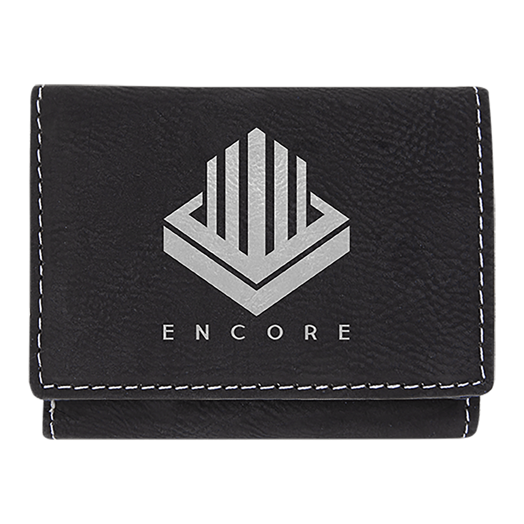 3" x 4"/Silver Laserable Leatherette Trifold Wallet