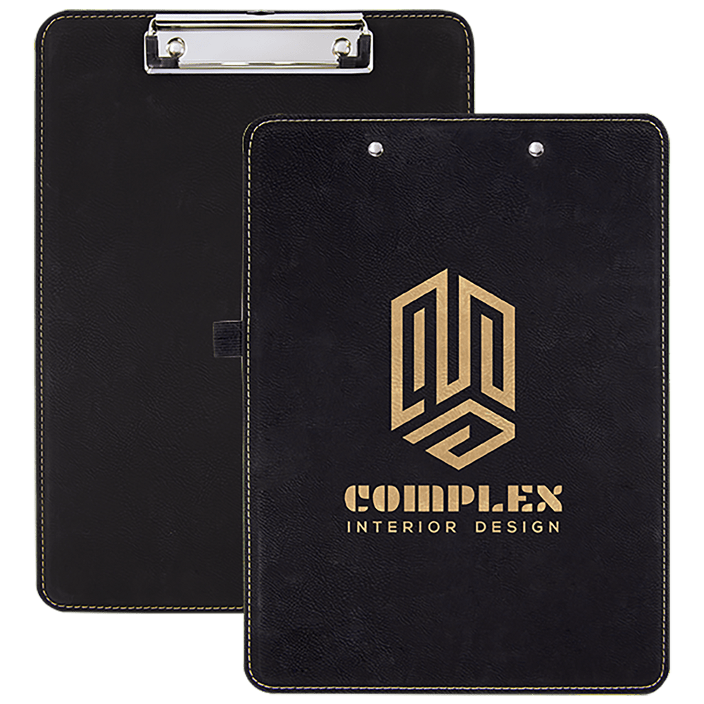 9" x 12 1/2"/Gold Laserable Leatherette Clipboard