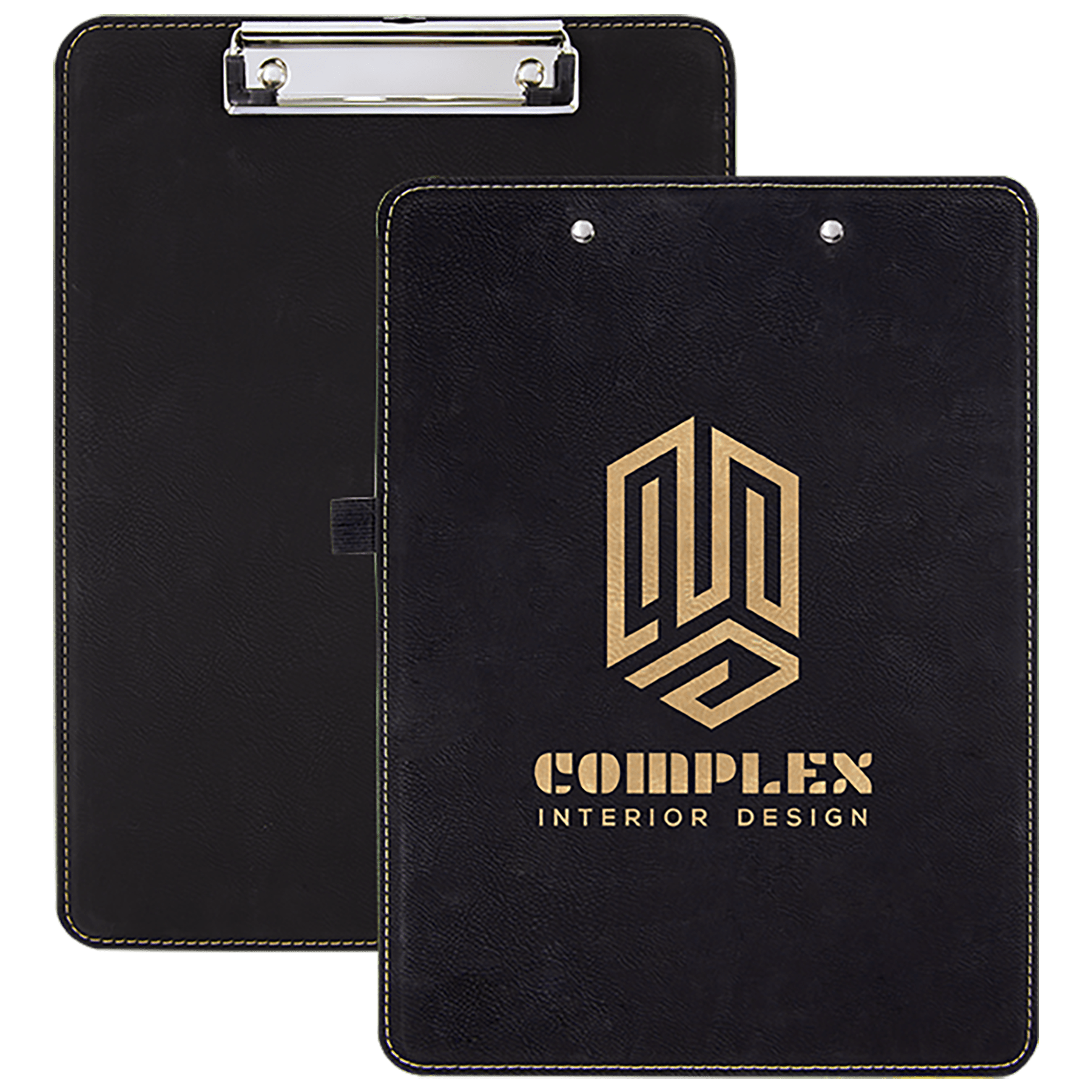 9" x 12 1/2"/Gold Laserable Leatherette Clipboard