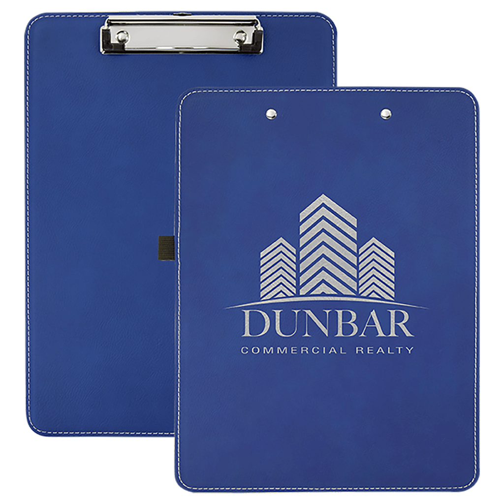 9" x 12 1/2"/Silver Laserable Leatherette Clipboard