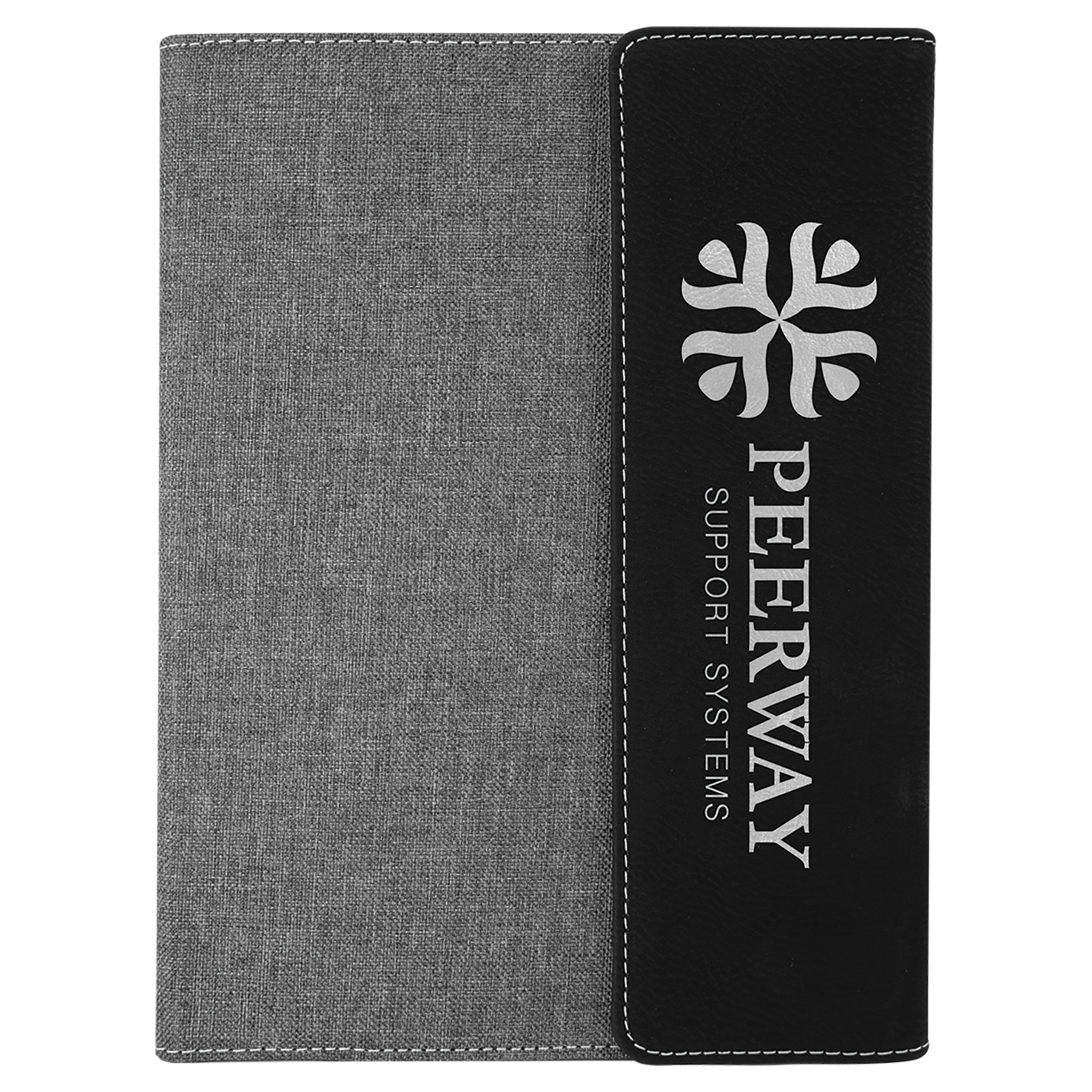 7" x 9"/Silver Laserable Leatherette /Gray Canvas Portfolio with Notepad
