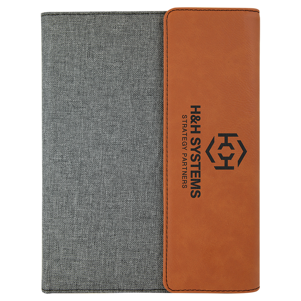 7" x 9" Rawhide Laserable Leatherette / Canvas Portfolio with Notepad