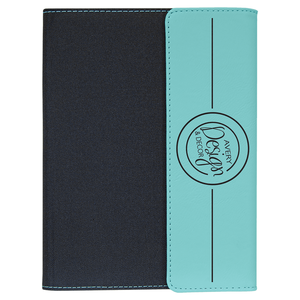 7" x 9" Teal Laserable Leatherette / Canvas Portfolio with Notepad