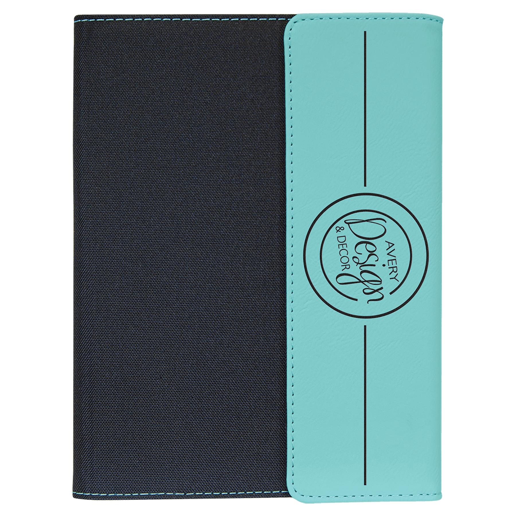 7" x 9" Teal Laserable Leatherette / Canvas Portfolio with Notepad
