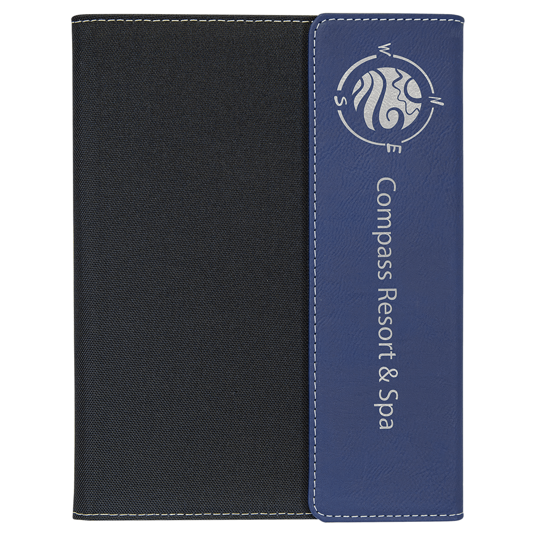 7" x 9" Blue/Silver Laserable Leatherette / Canvas Portfolio with Notepad