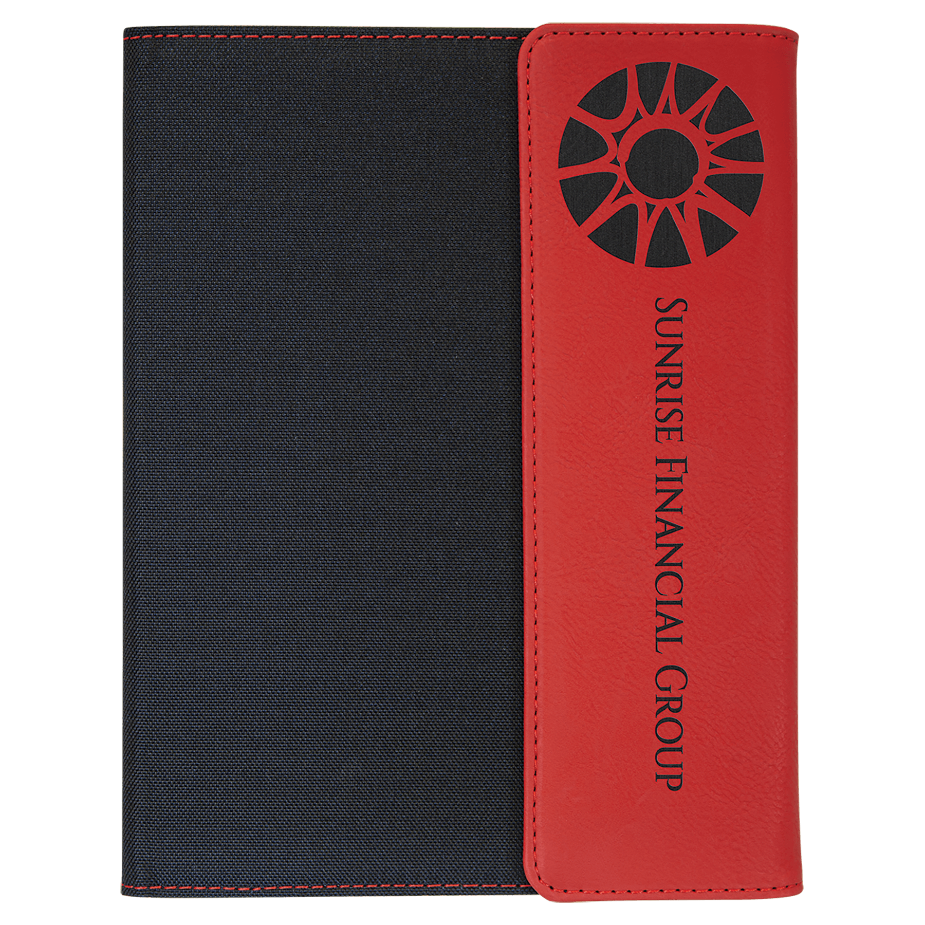 7" x 9" Red Laserable Leatherette / Canvas Portfolio with Notepad