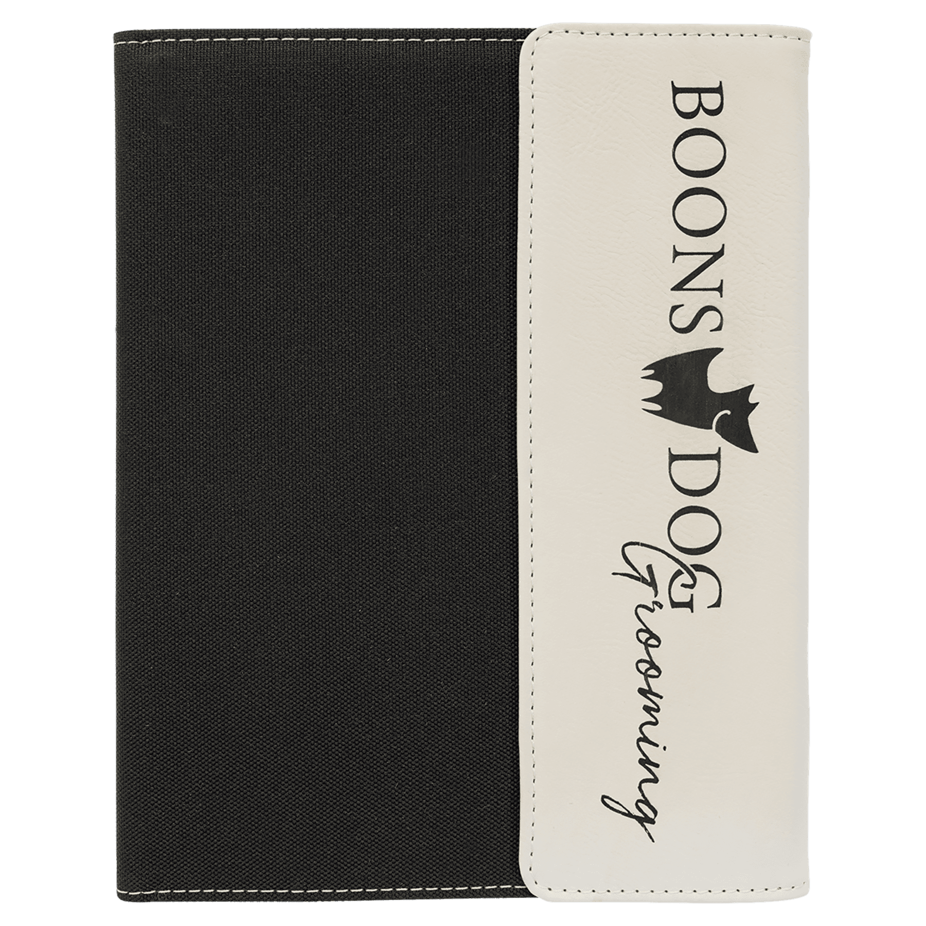7" x 9" White Laserable Leatherette / Canvas Portfolio with Notepad