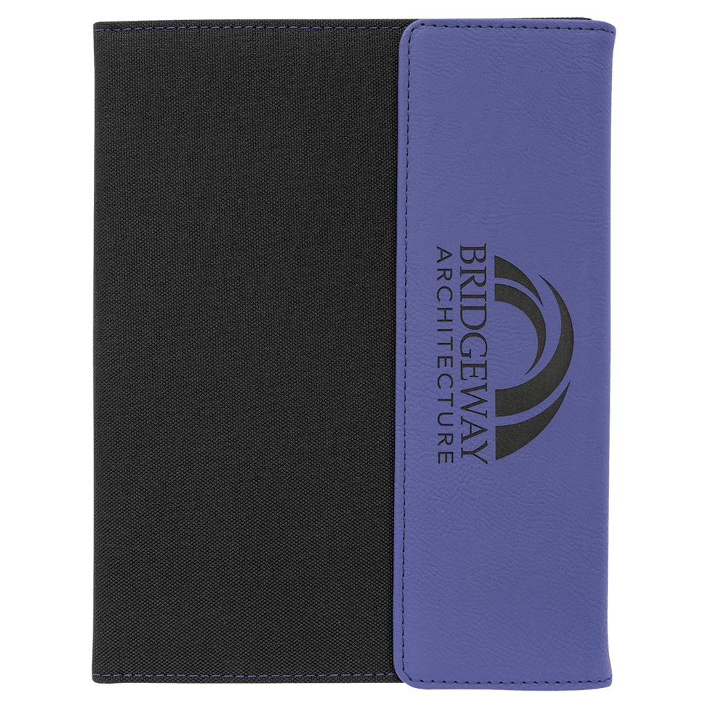 7" x 9" Purple Laserable Leatherette / Canvas Portfolio with Notepad