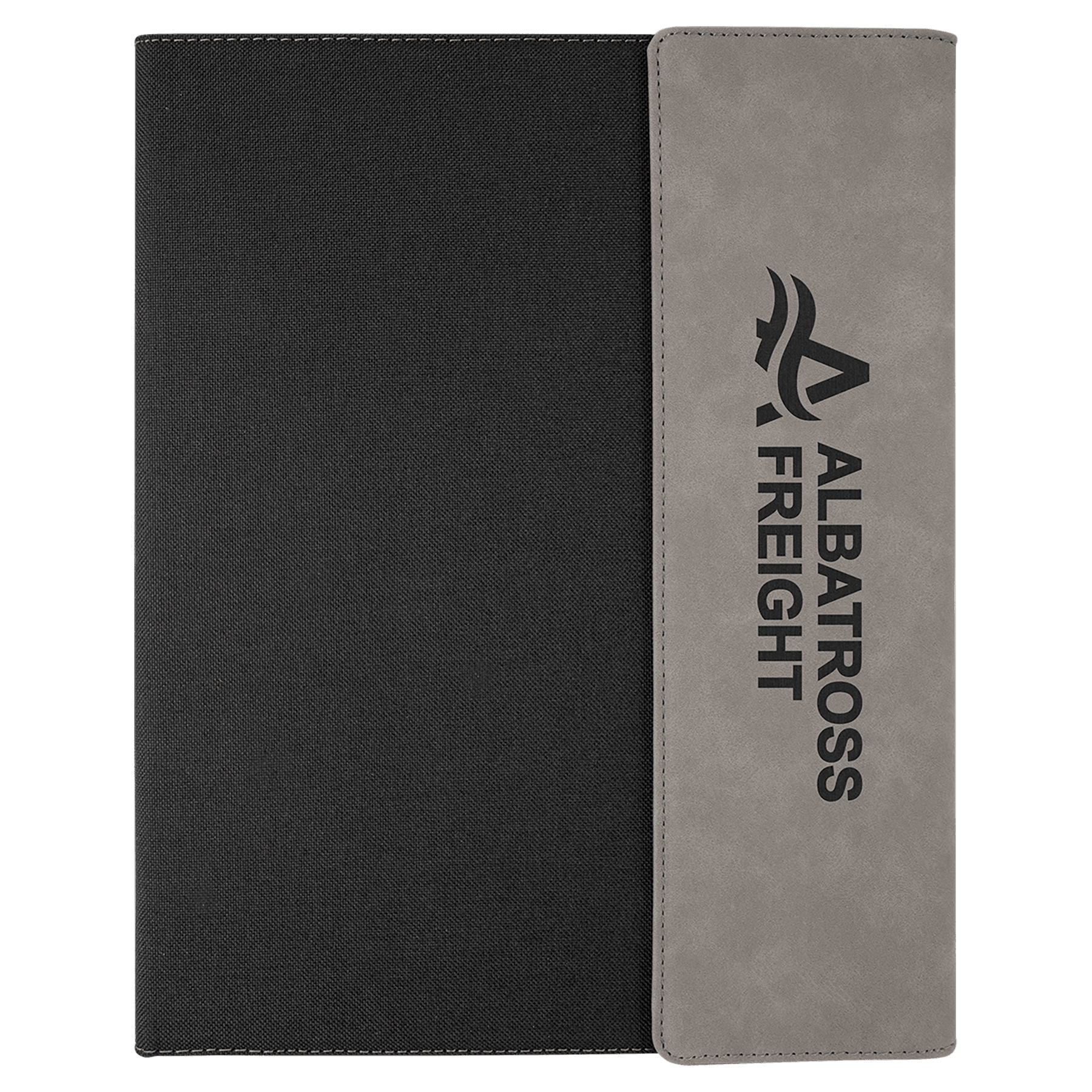 9 1/2" x 12" Gray Laserable Leatherette / Canvas Portfolio w / Notepad