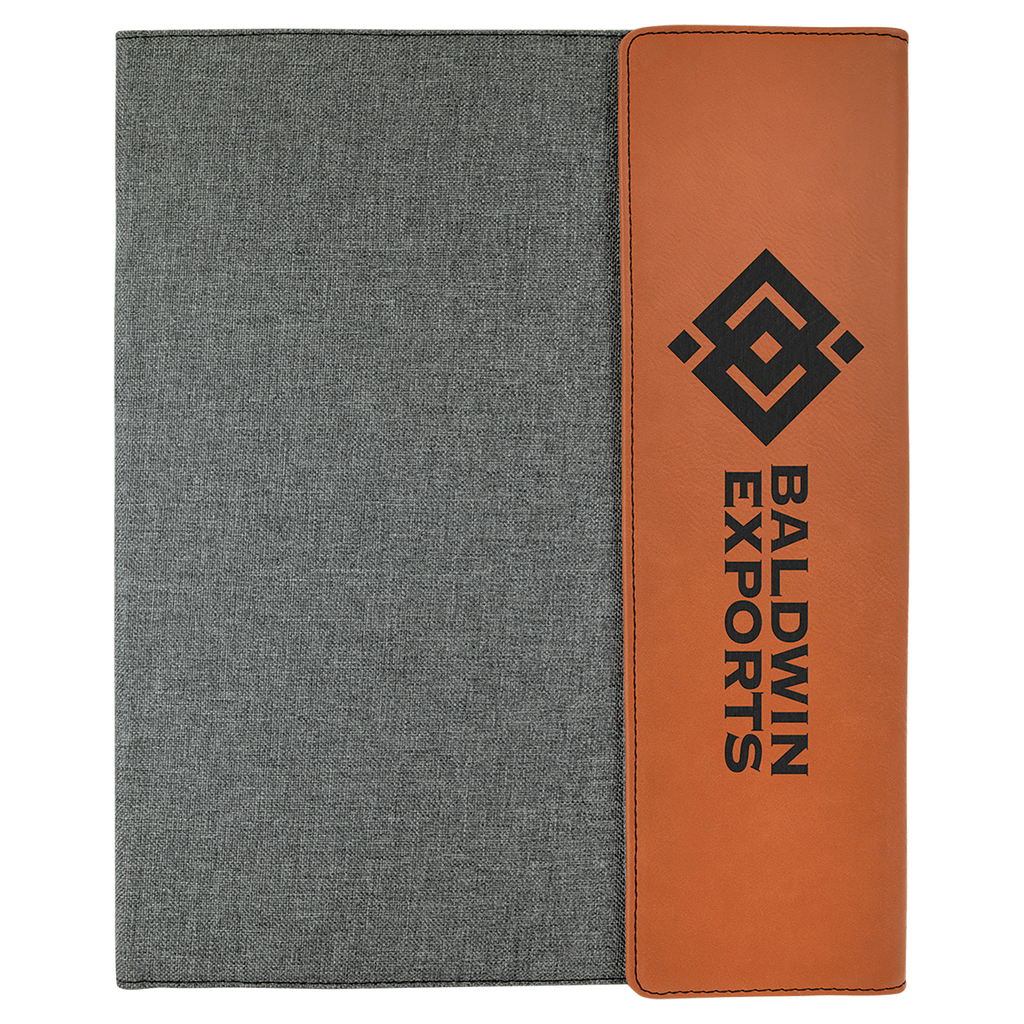 9 1/2" x 12" Rawhide Laserable Leatherette / Canvas Portfolio with Notepad