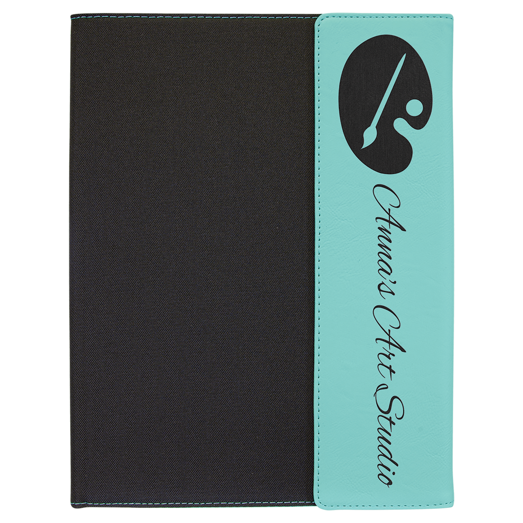 9 1/2"x12" Teal Laserable Leatherette / Canvas Portfolio with Notepad