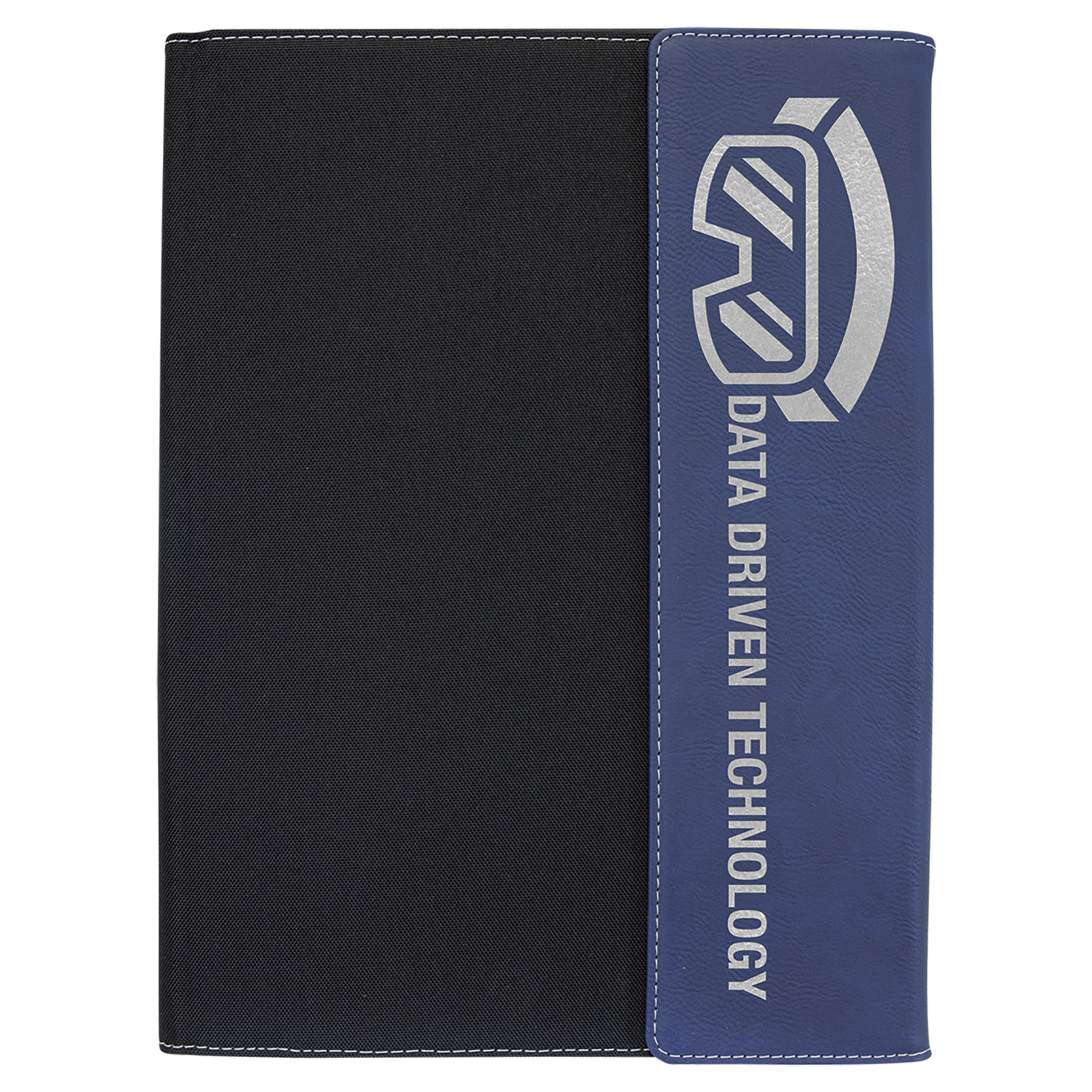 9 1/2"x12" Blue/Silver Laserable Leatherette  / Canvas Portfolio w/Notepad