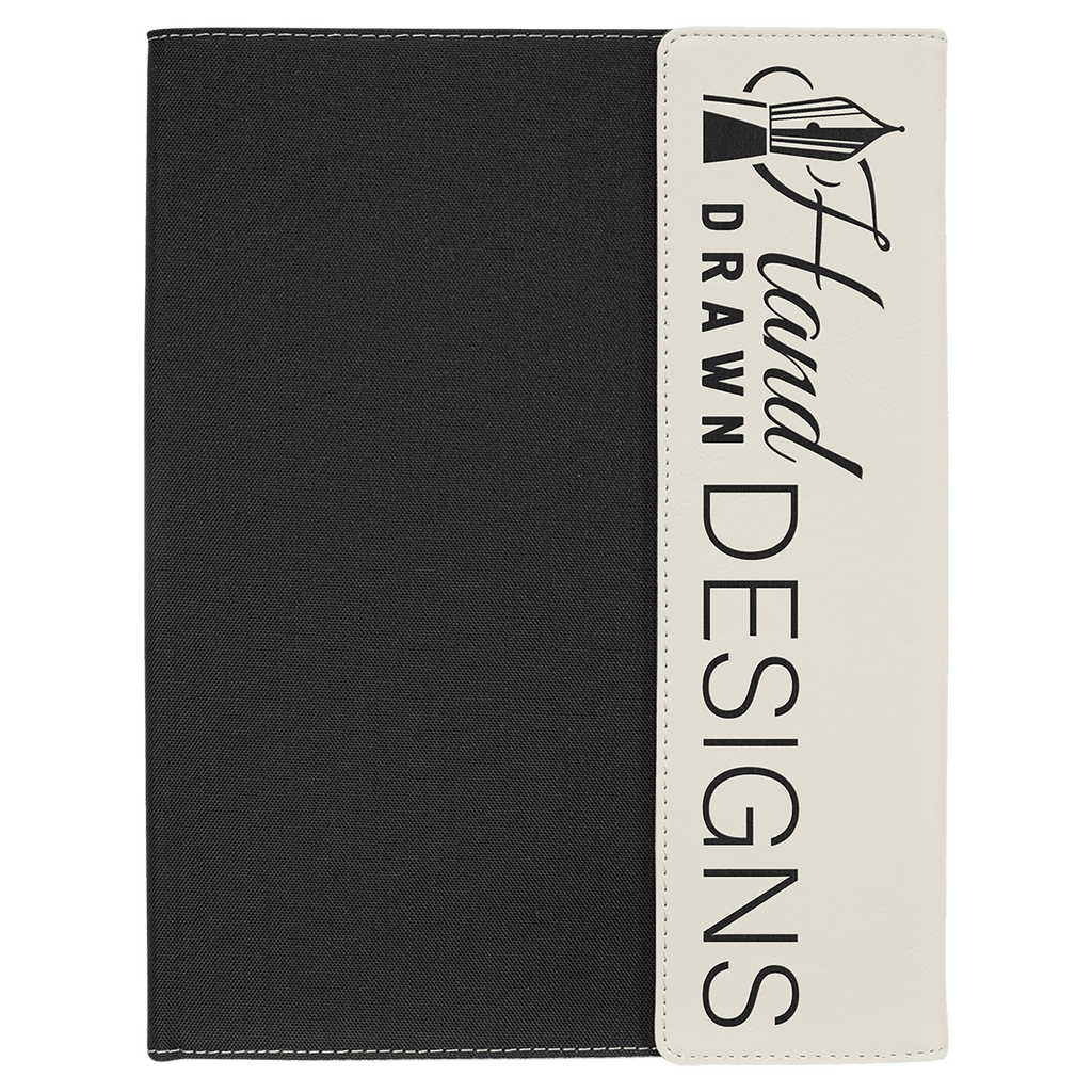 9 1/2" x 12" White Laserable Leatherette / Canvas Portfolio with Note Pad