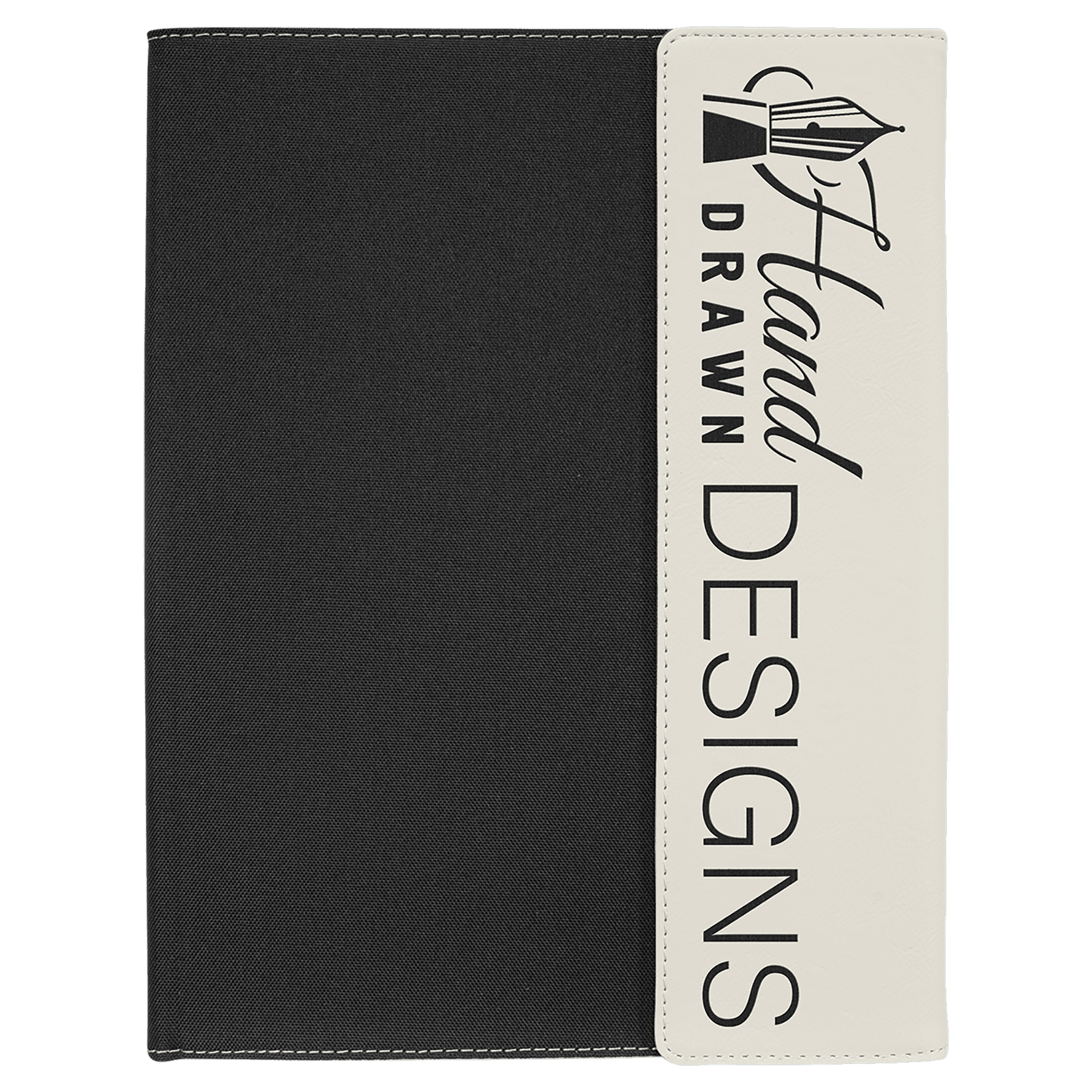 9 1/2" x 12" White Laserable Leatherette / Canvas Portfolio with Note Pad