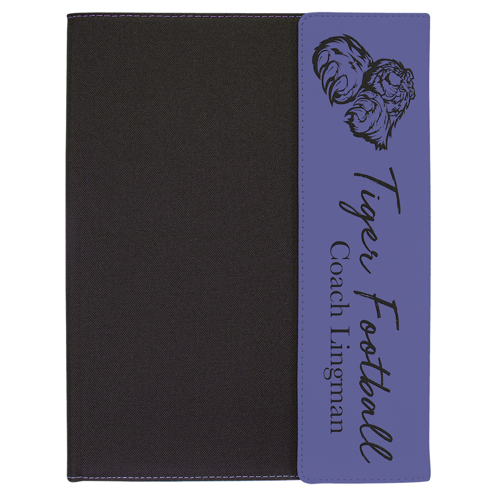 9 1/2" x 12" Purple Laserable Leatherette / Canvas Portfolio with Note Pad
