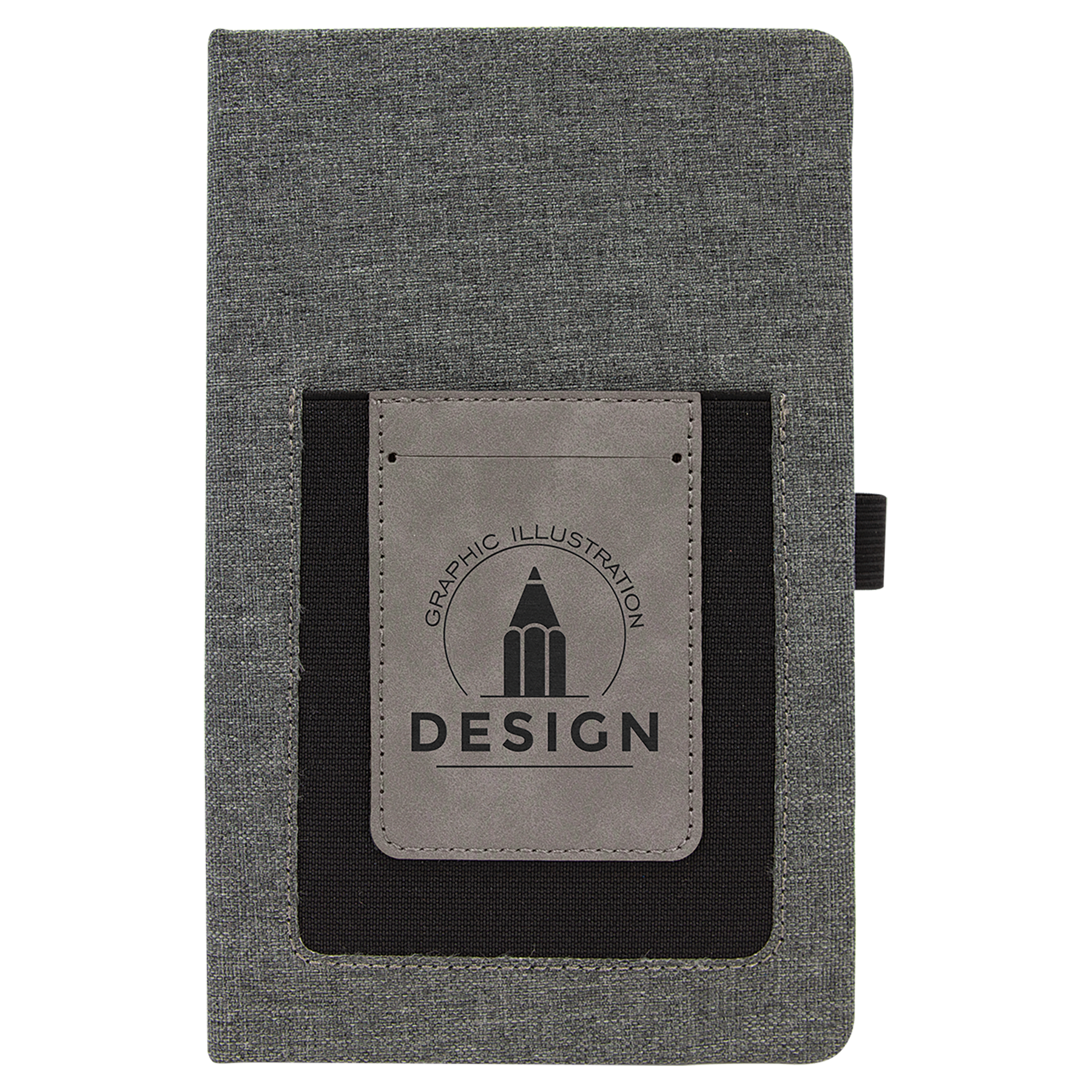 5 1/4" x 8 1/4" w/Gray Laserable Leatherette Journal with Cell/Card Slot