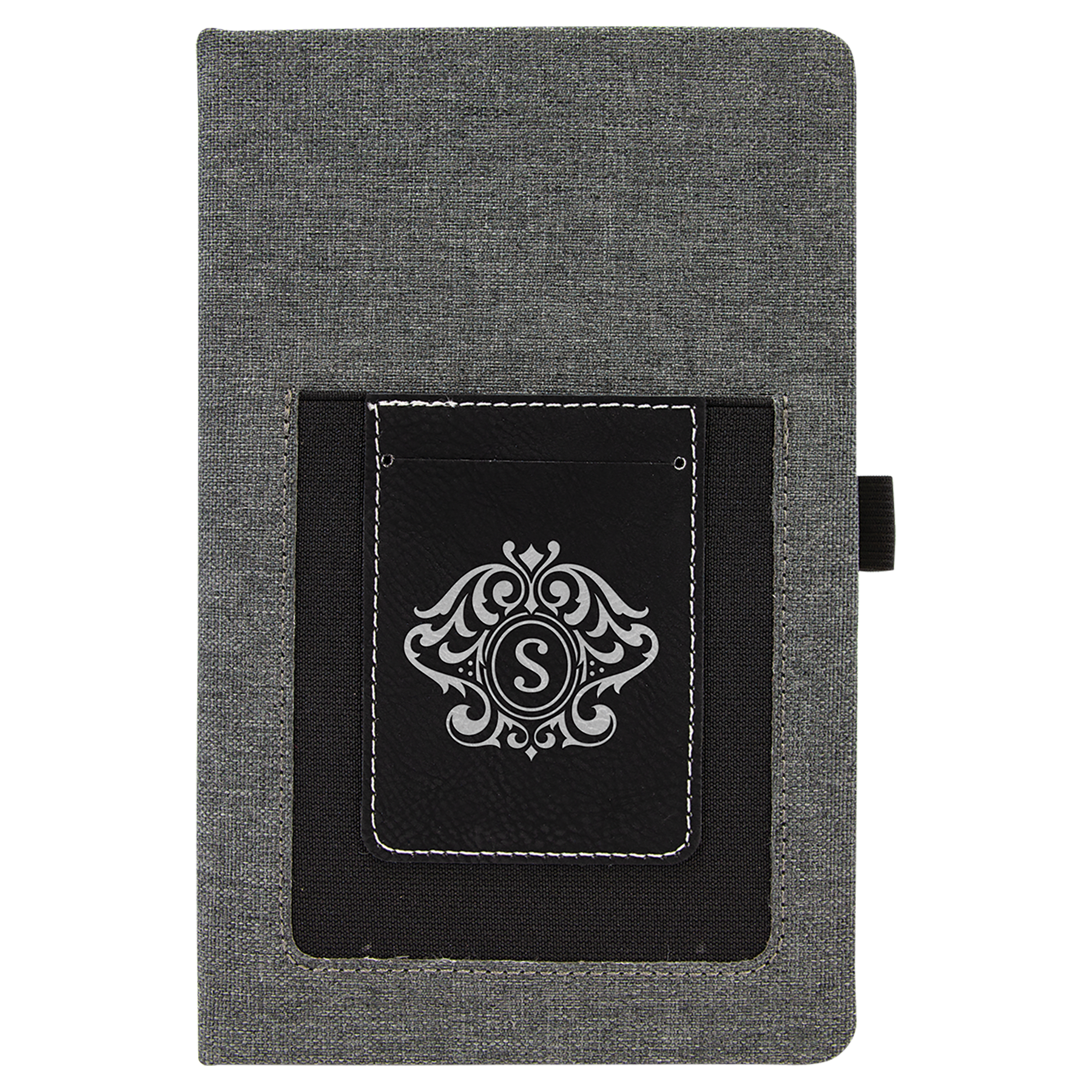 5 1/4" x 8 1/4" w/Black Laserable Leatherette Journal with Cell/Card Slot