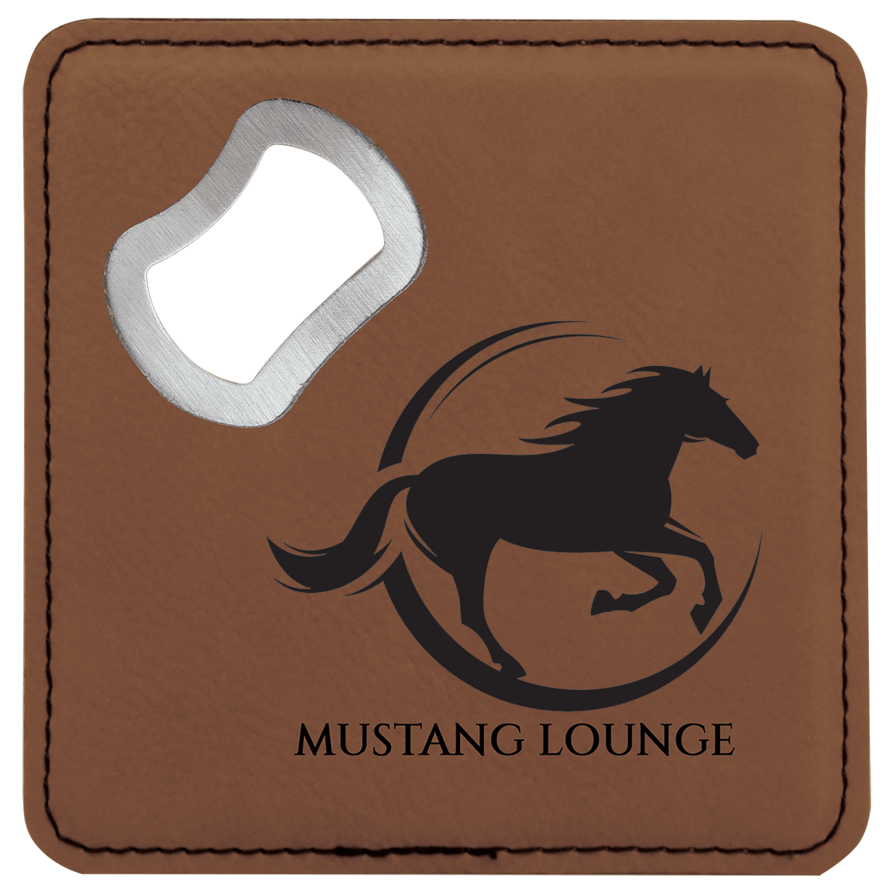 4" x 4" Square Dark Laserable Leatherette Bottle Opener Coaster