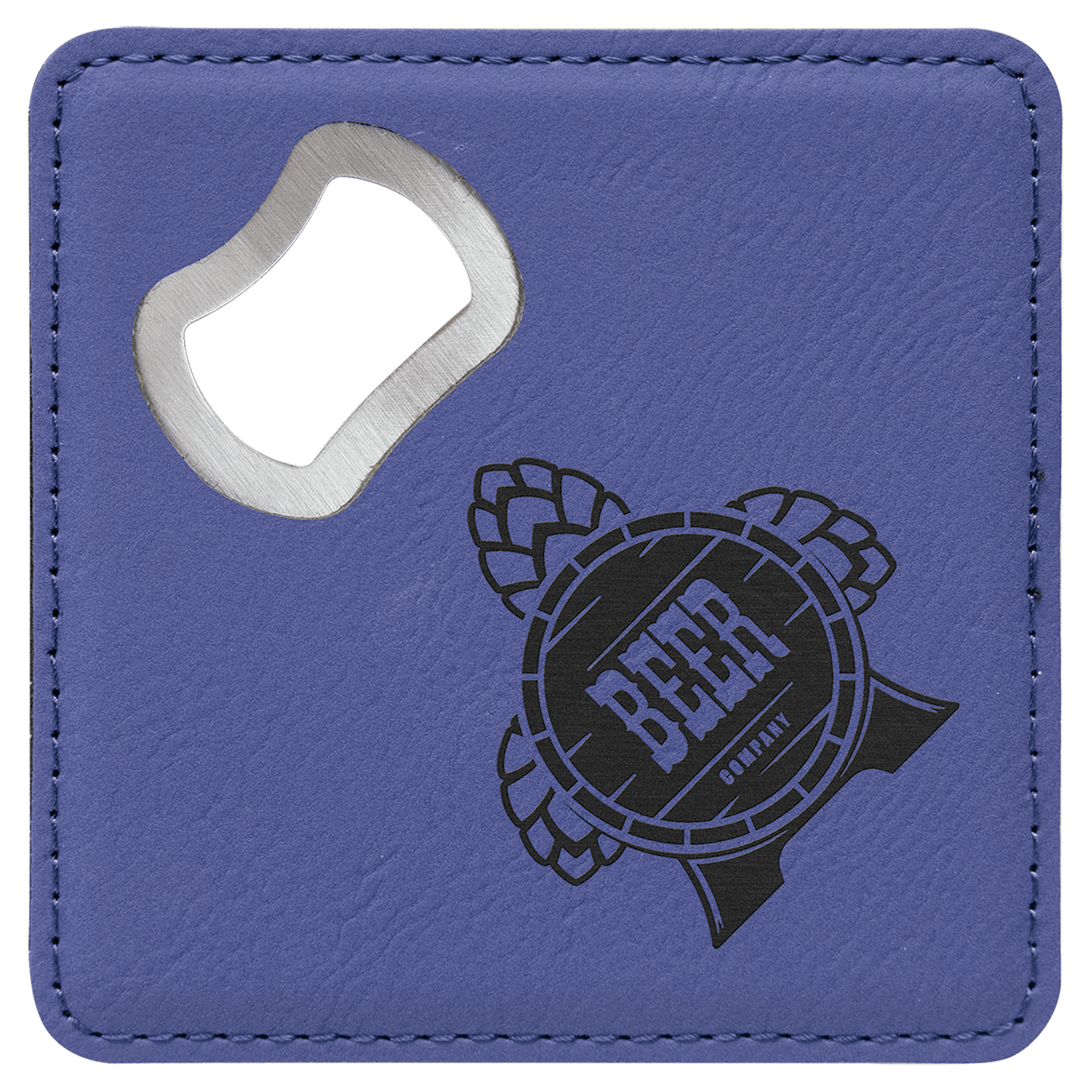 4" x 4" Square Laserable Leatherette Bottle Opener Coaster