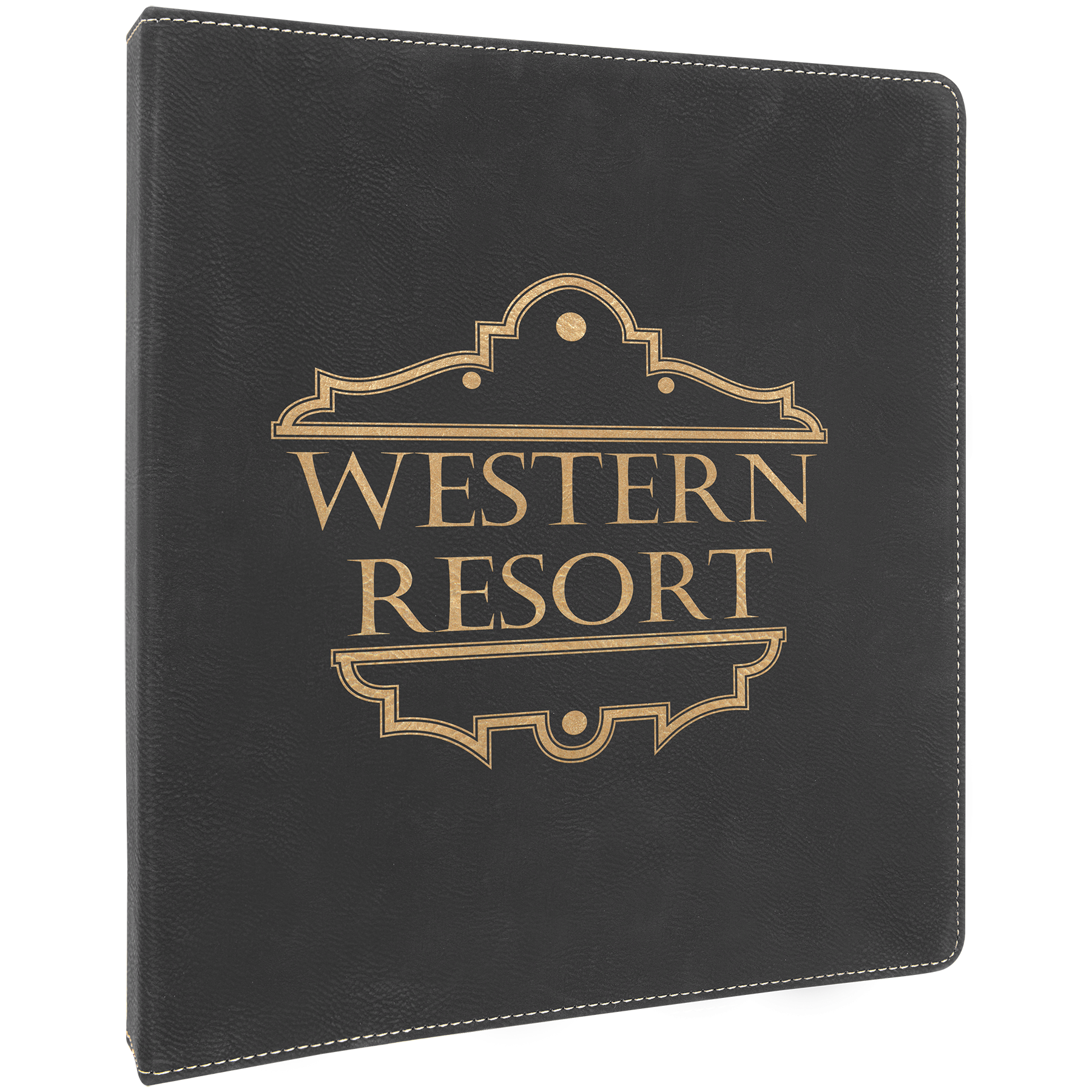 10 1/2" x 11 1/2"/Gold Laserable Leatherette 3 Ring Binder with 1" Slant D Rings