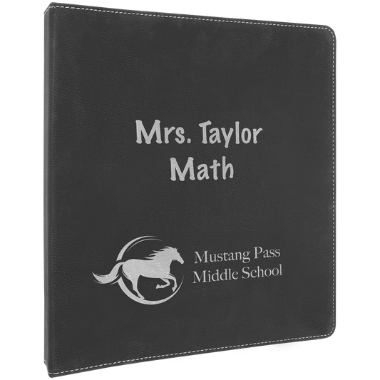 10 1/2" x 11 1/2"/Silver Laserable Leatherette 3 Ring Binder with 1" Slant D Rings