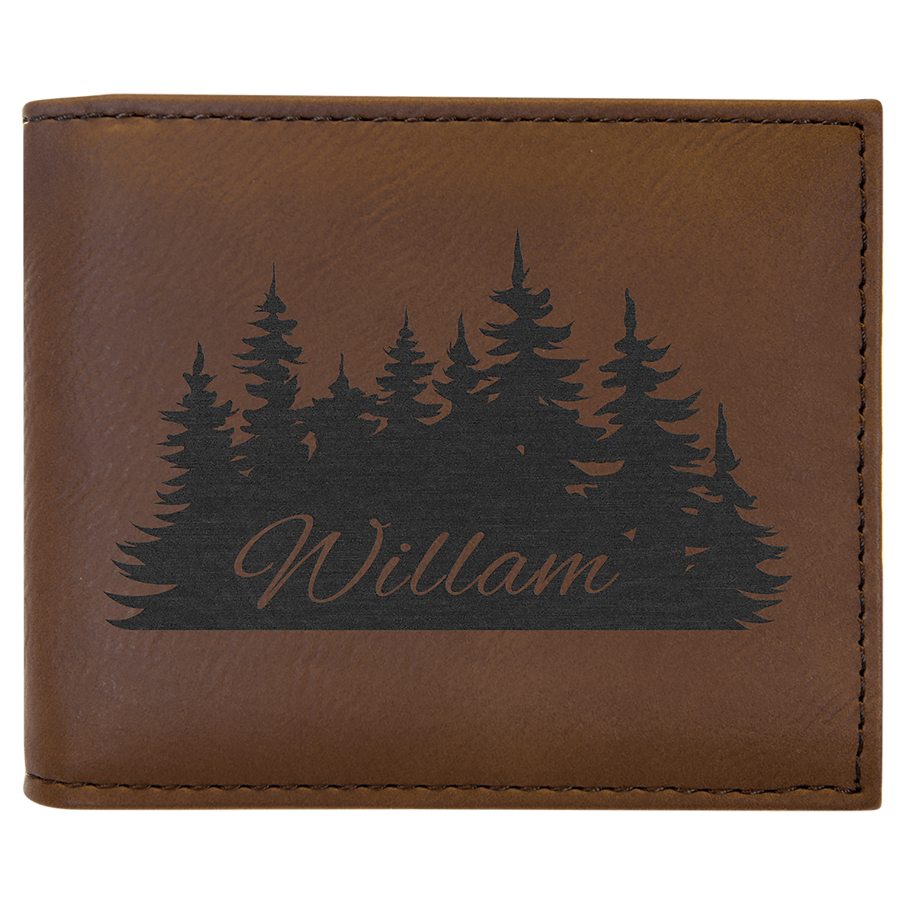 Dark Laserable Leatherette Bi-Fold Wallet w/Flip  ID Display