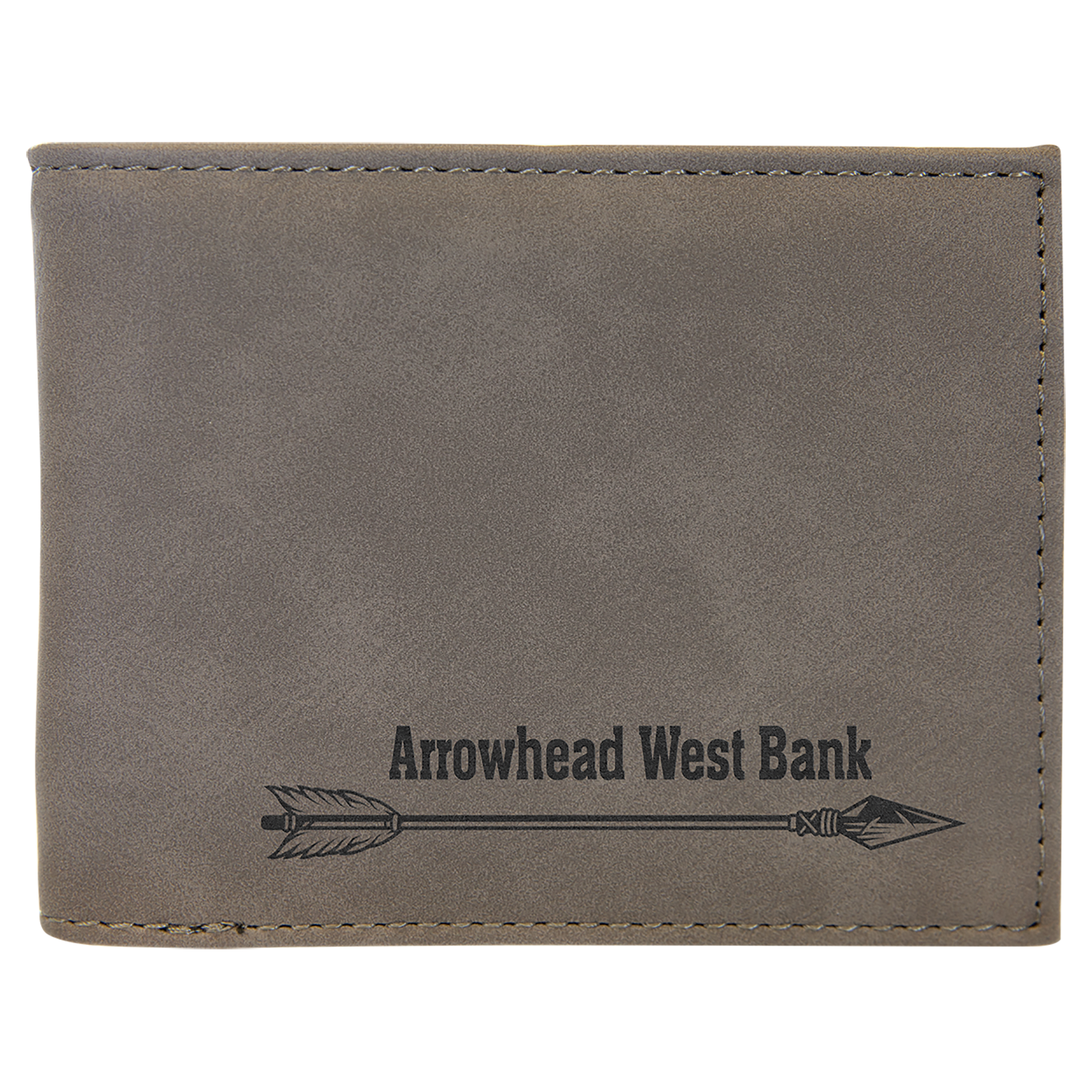 Gray Laserable Leatherette Bi-Fold Wallet w/Flip  ID Display