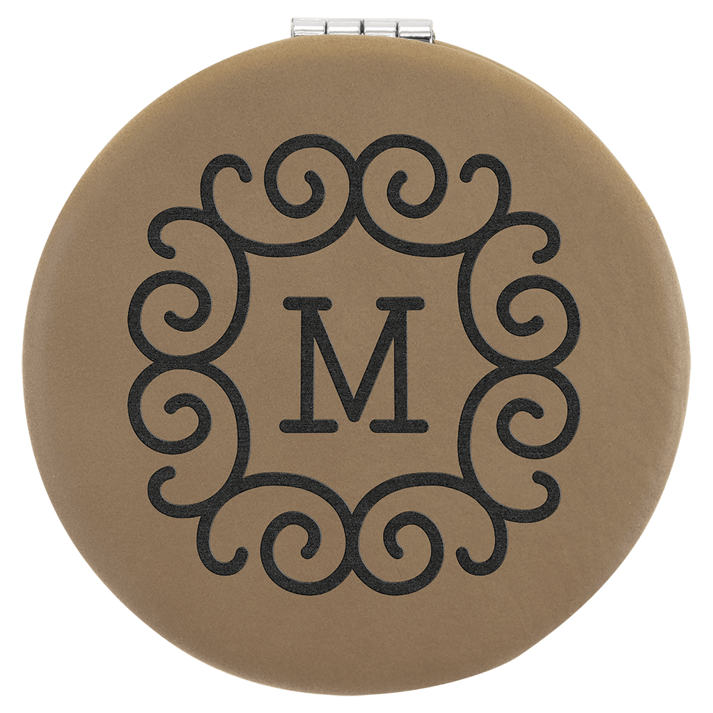 2 1/2" Light Laserable Leatherette Compact Mirror