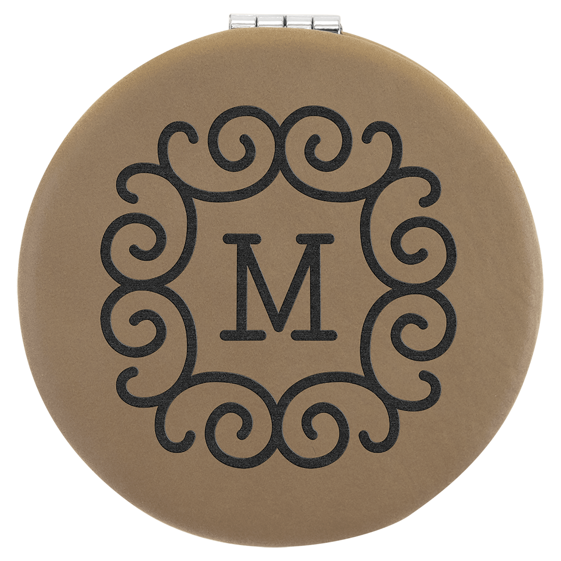 2 1/2" Light Laserable Leatherette Compact Mirror