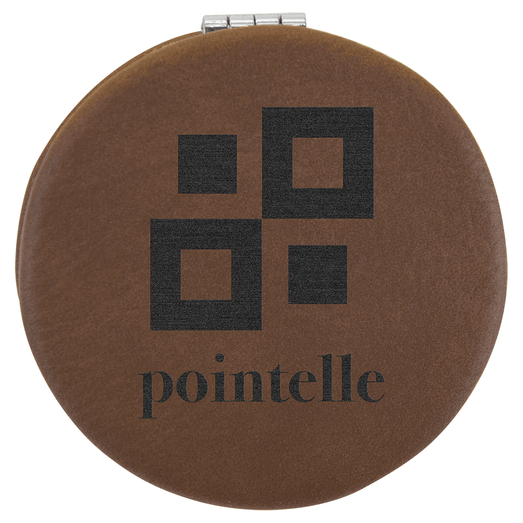 2 1/2" Dark Laserable Leatherette Compact Mirror