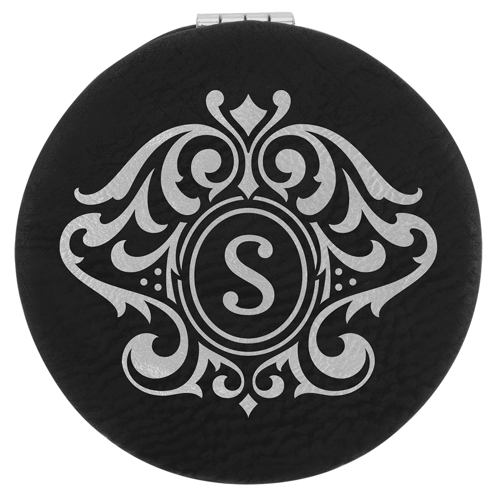 2 1/2"/Silver Laserable Leatherette Compact Mirror