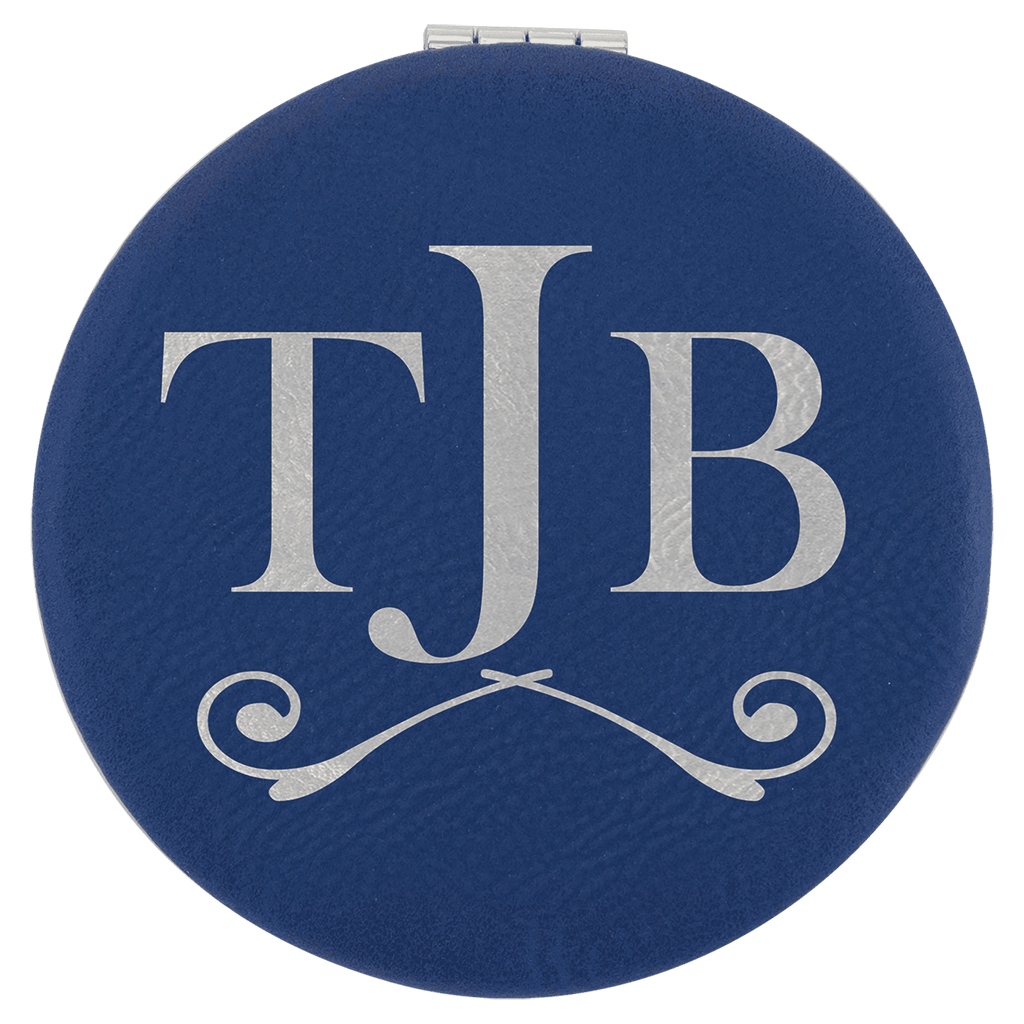 2 1/2"/Silver Laserable Leatherette Compact Mirror