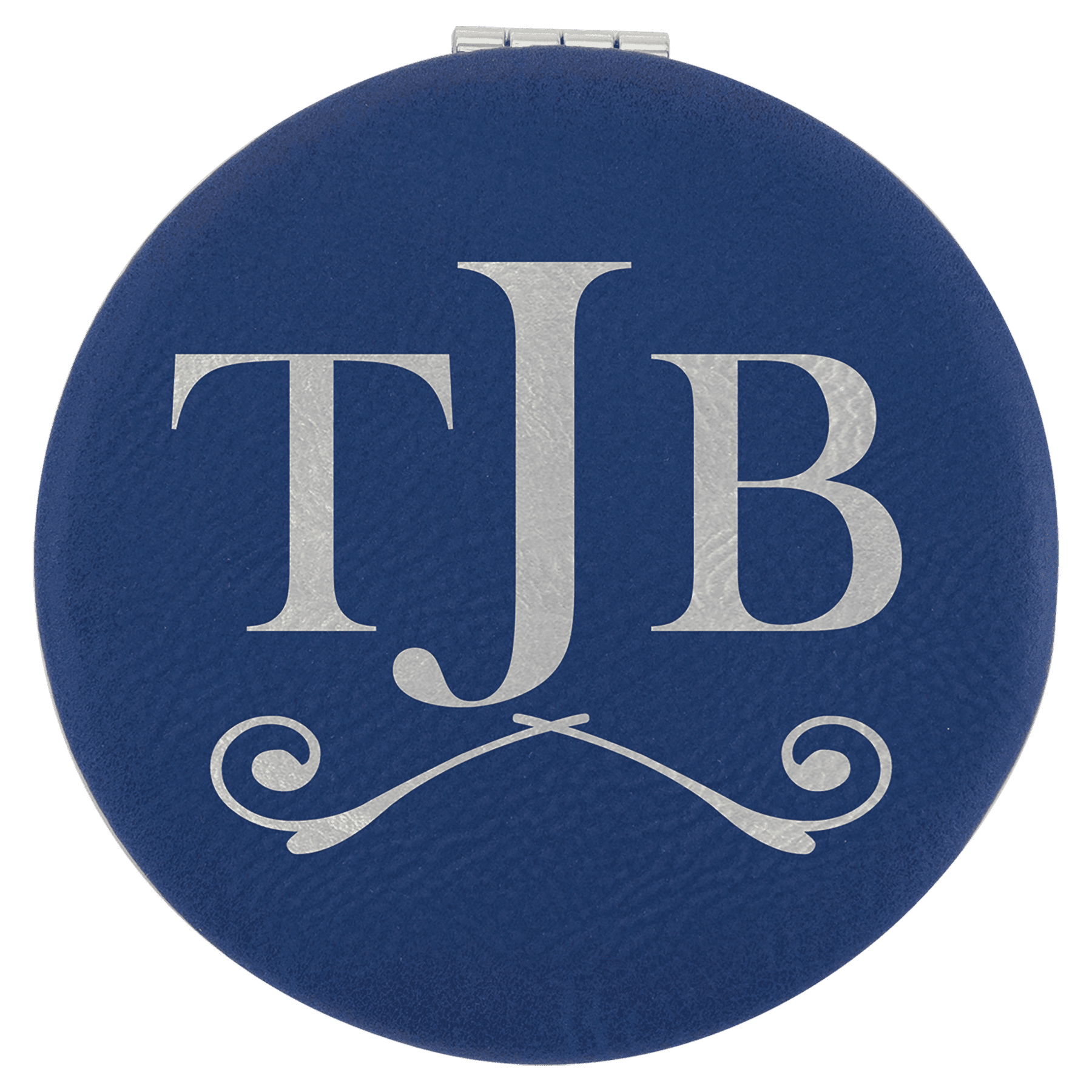 2 1/2"/Silver Laserable Leatherette Compact Mirror