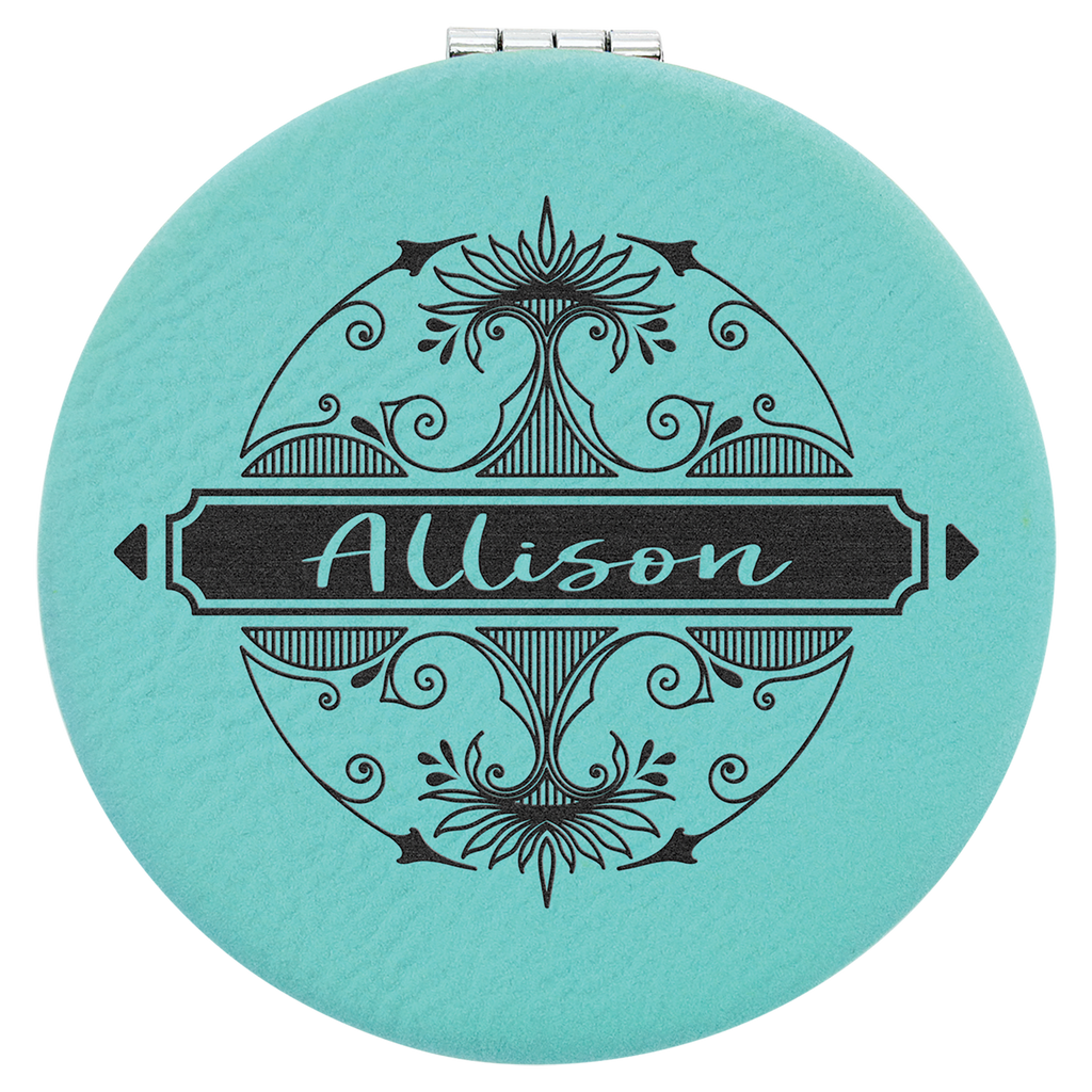2 1/2" Laserable Leatherette Compact Mirror