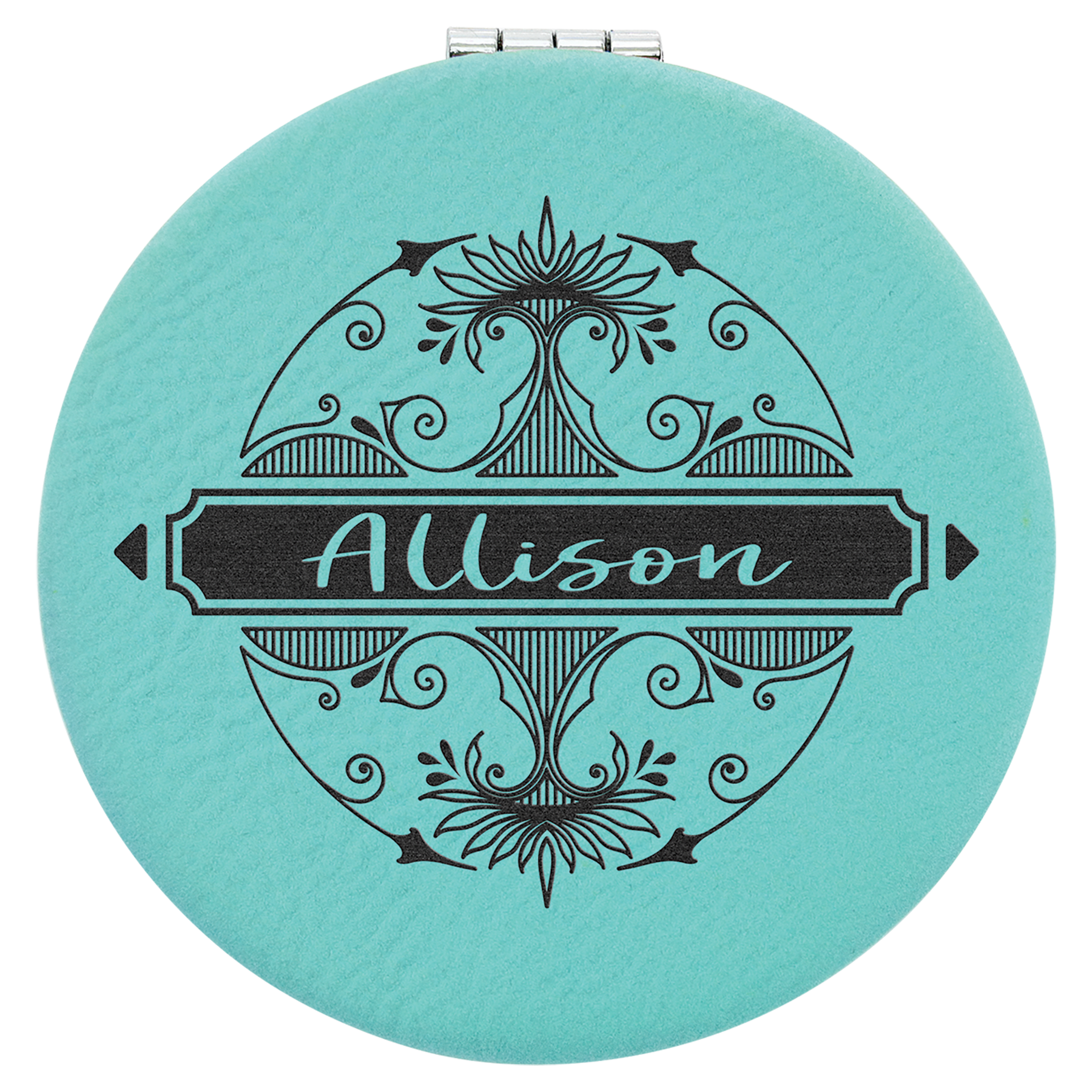 2 1/2" Laserable Leatherette Compact Mirror