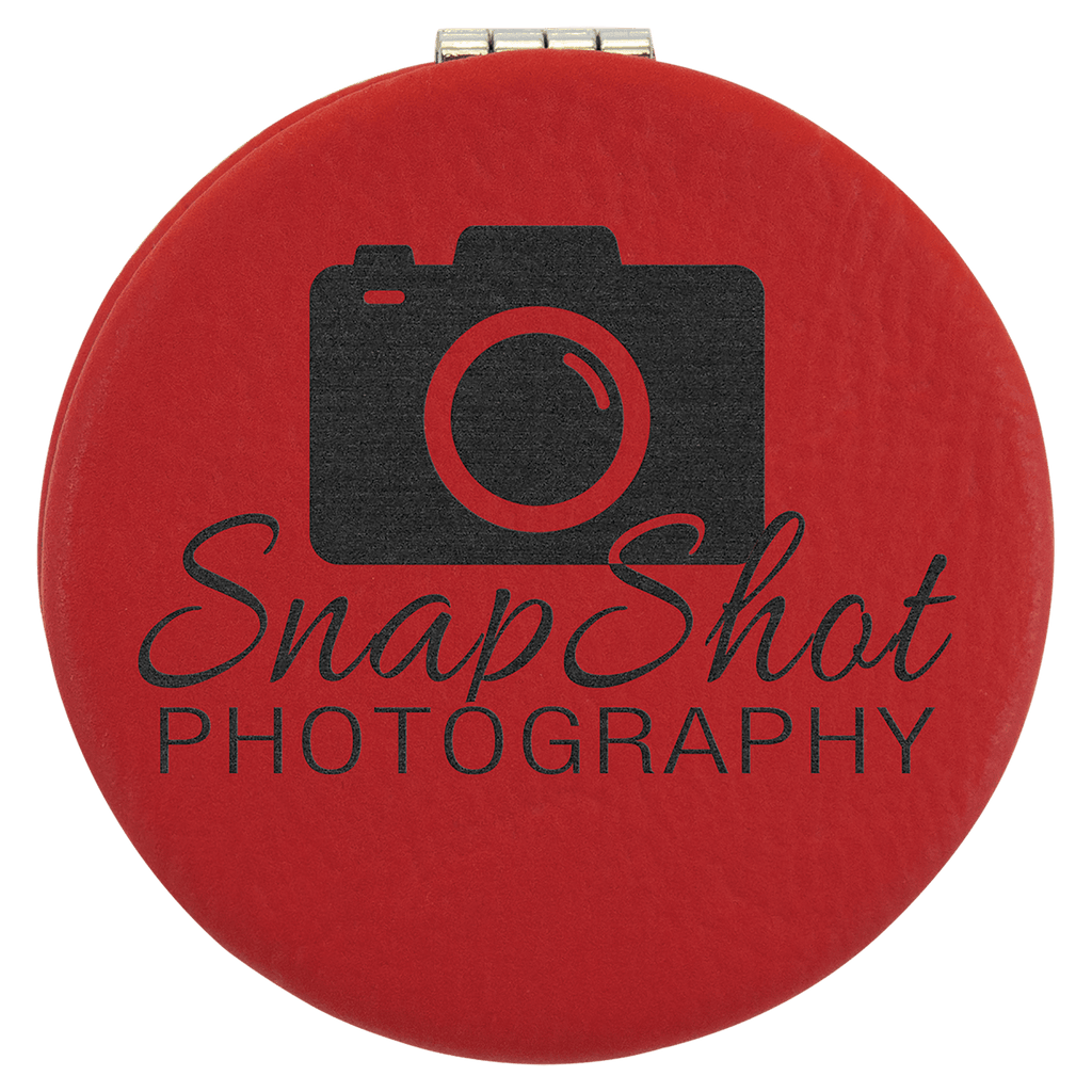 2 1/2" Laserable Leatherette Compact Mirror