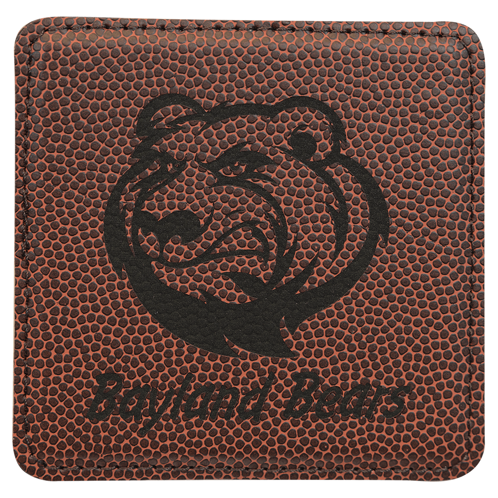 4" x 4" Square Football Laserable Leatherette Coaster