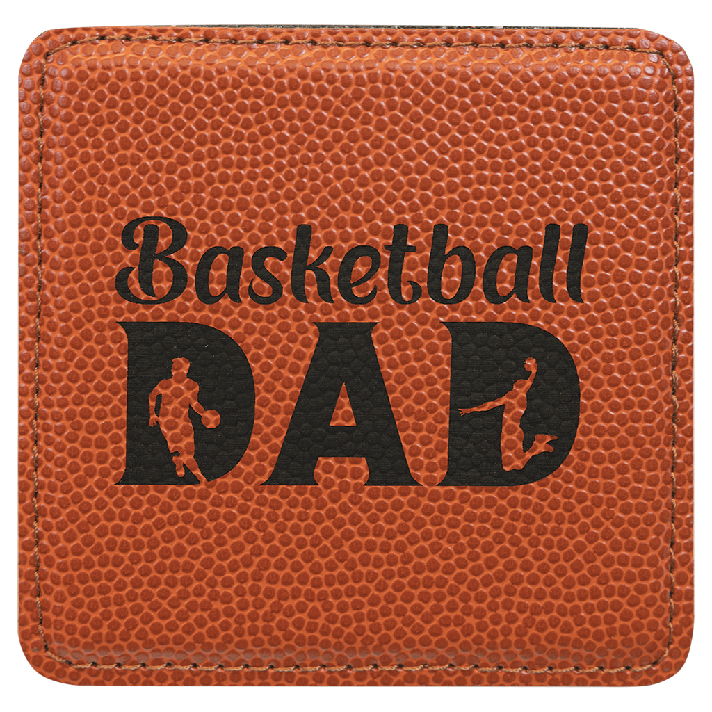 4" x 4" Square Basketball Laserable Leatherette Coaster