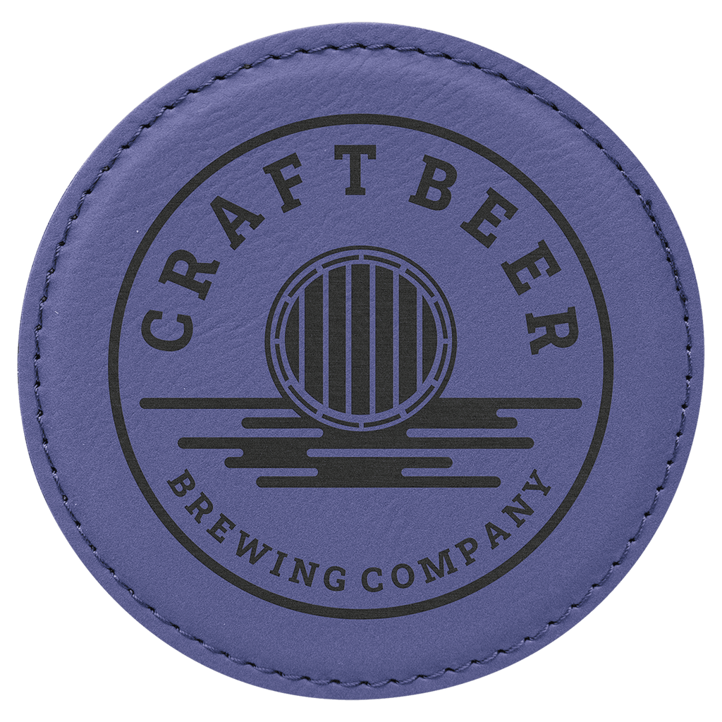 4" Round Laserable Leatherette Coaster