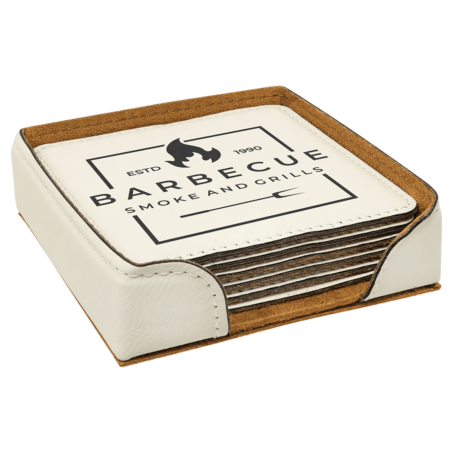 4" x 4" Square Laserable Leatherette 6-Coaster Set